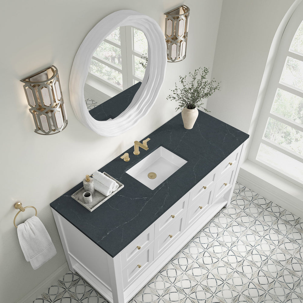 
                  
                    Breckenridge 60" Single Vanity in Bright White Single Bathroom Vanity James Martin Vanities Charcoal Soapstone Silestone 
                  
                