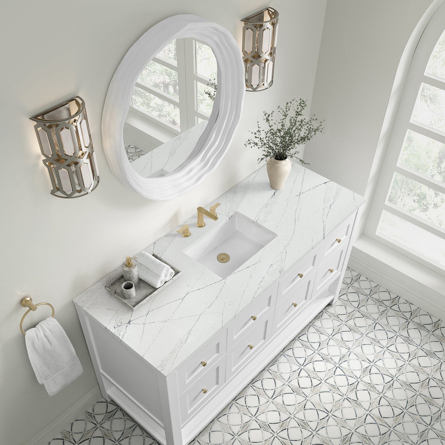 
                  
                    Breckenridge 60" Single Vanity in Bright White Single Bathroom Vanity James Martin Vanities Ethereal Noctis Silestone 
                  
                