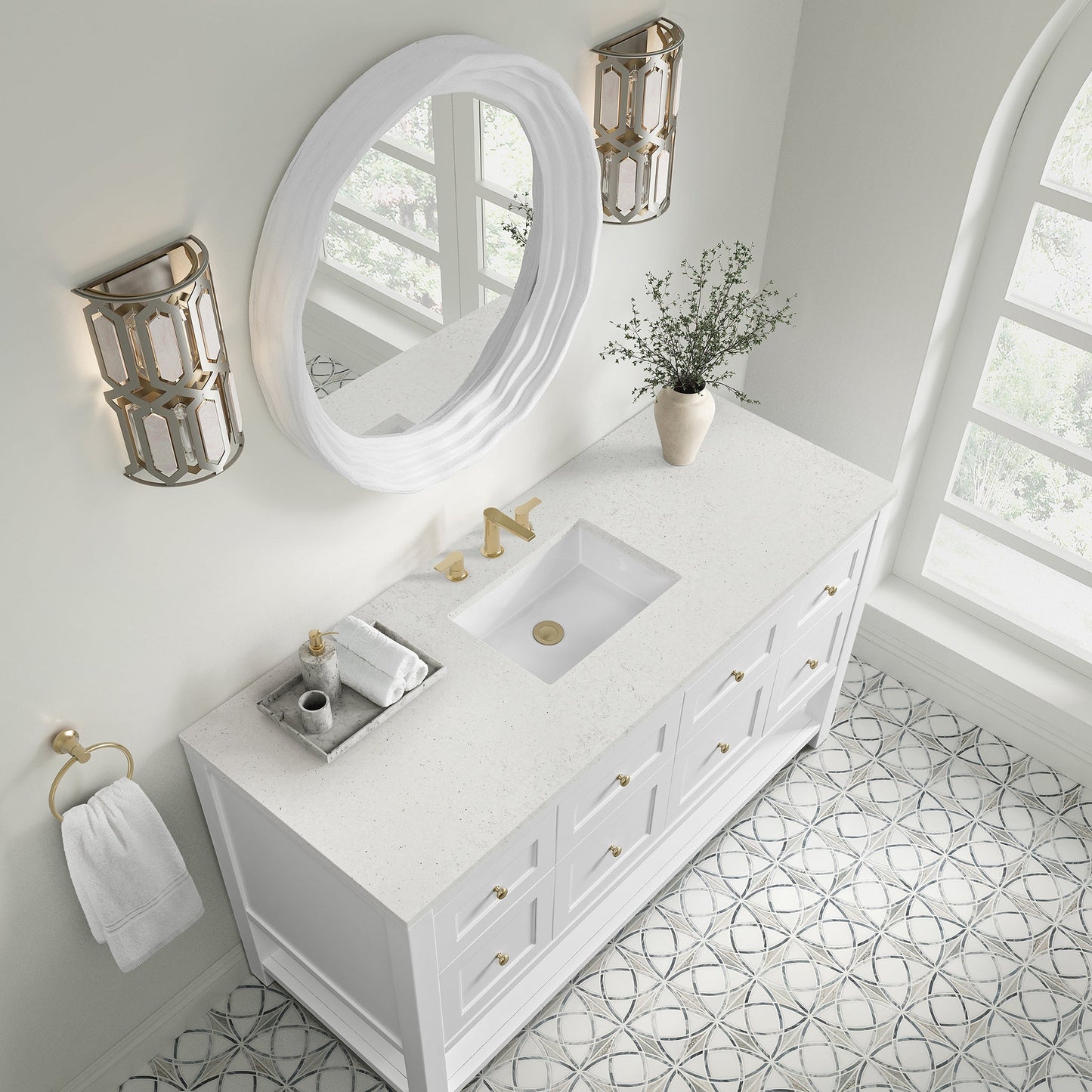 
                  
                    Breckenridge 60" Single Vanity in Bright White Single Bathroom Vanity James Martin Vanities Lime Delight Silestone 
                  
                