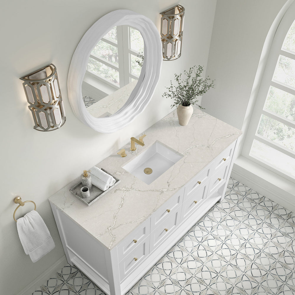 
                  
                    Breckenridge 60" Single Vanity in Bright White Single Bathroom Vanity James Martin Vanities Victorian Silver Silestone 
                  
                