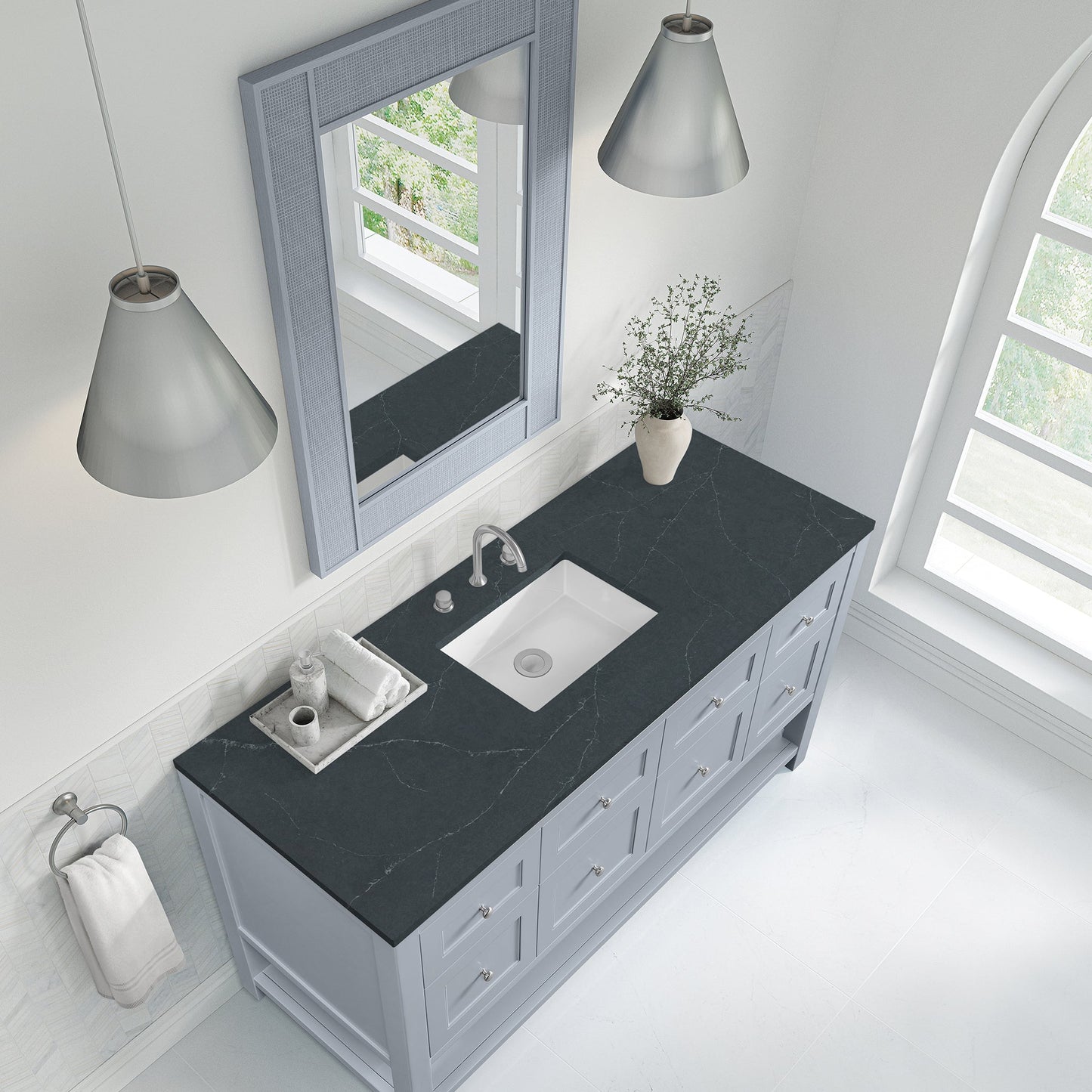 
                  
                    Breckenridge 60" Single Vanity in Serenity Blue Single Bathroom Vanity James Martin Vanities Charcoal Soapstone Silestone 
                  
                