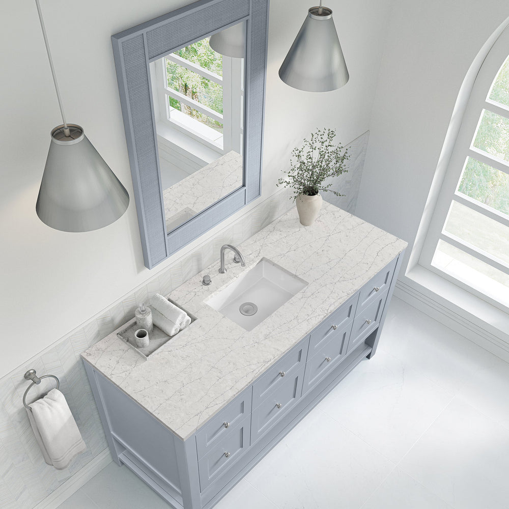 
                  
                    Breckenridge 60" Single Vanity in Serenity Blue Single Bathroom Vanity James Martin Vanities Eternal Jasmine Pearl Silestone 
                  
                