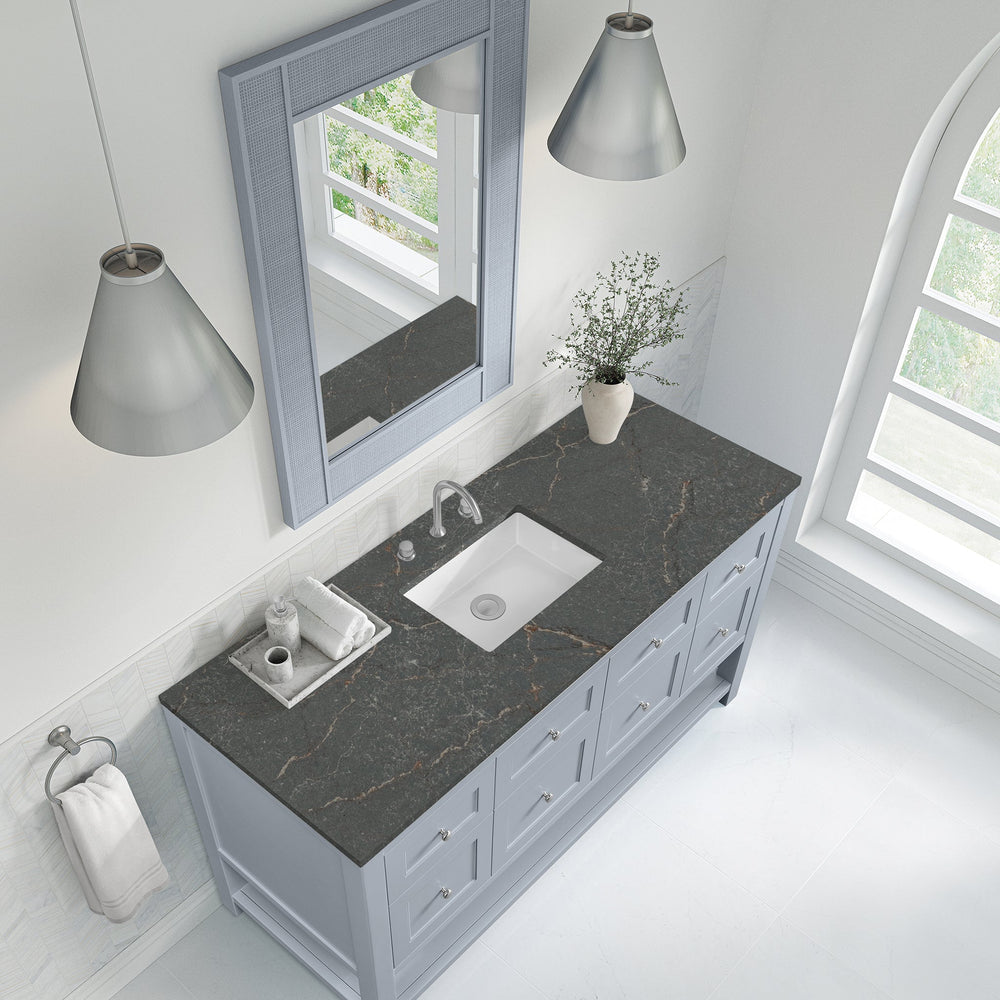 
                  
                    Breckenridge 60" Single Vanity in Serenity Blue Single Bathroom Vanity James Martin Vanities Parisien Bleu Silestone 
                  
                