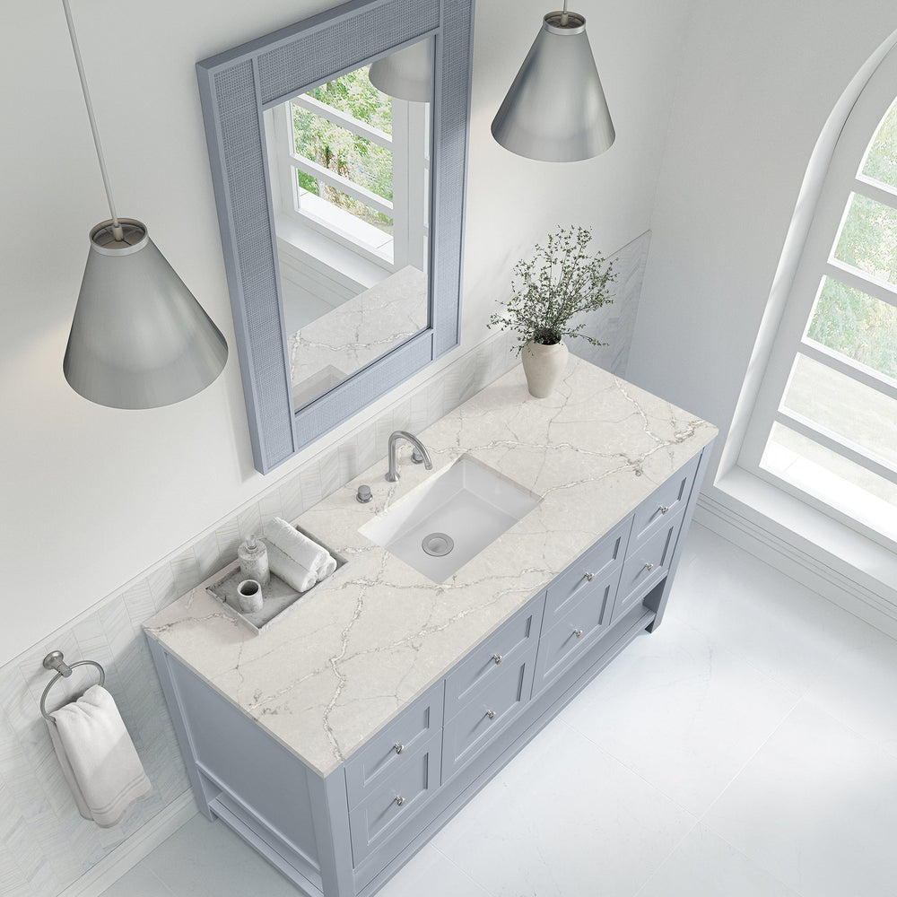 
                  
                    Breckenridge 60" Single Vanity in Serenity Blue Single Bathroom Vanity James Martin Vanities Victorian Silver Silestone 
                  
                