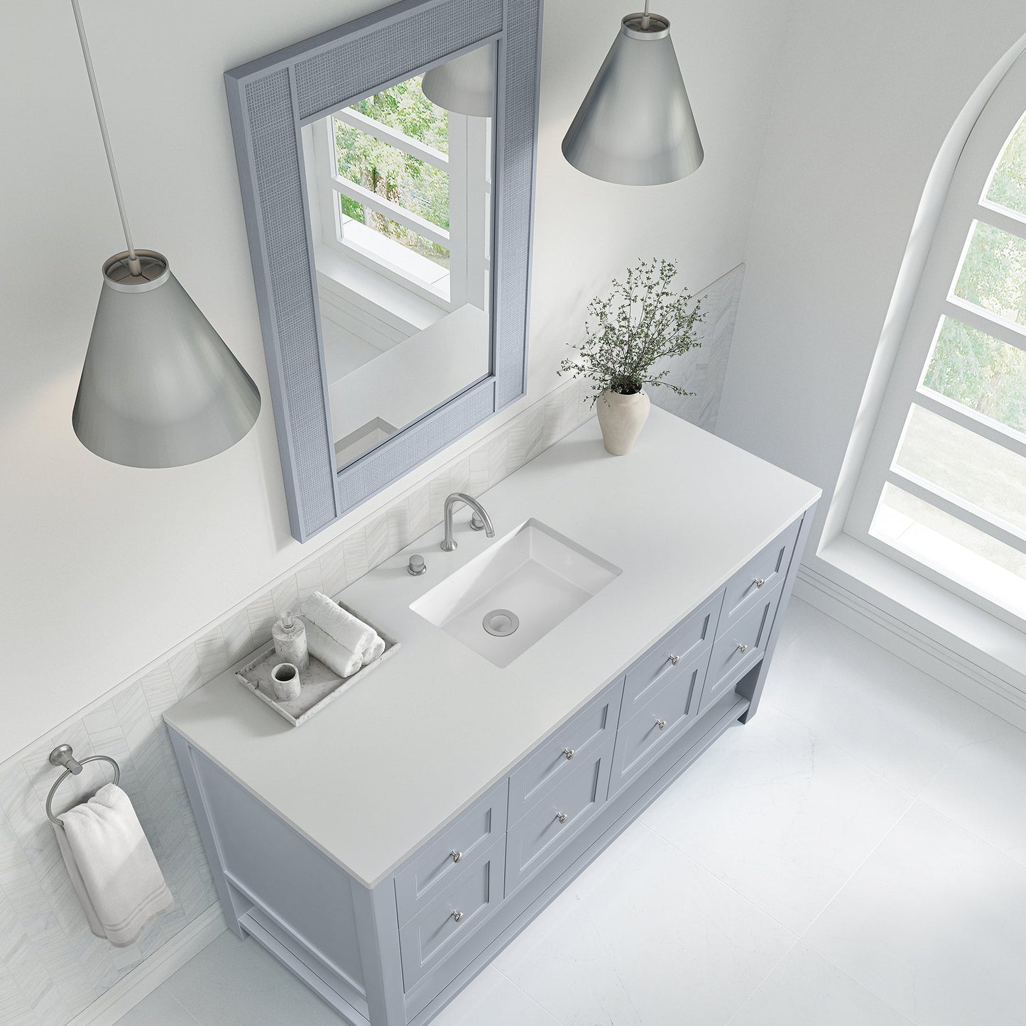 
                  
                    Breckenridge 60" Single Vanity in Serenity Blue Single Bathroom Vanity James Martin Vanities White Zeus Silestone 
                  
                