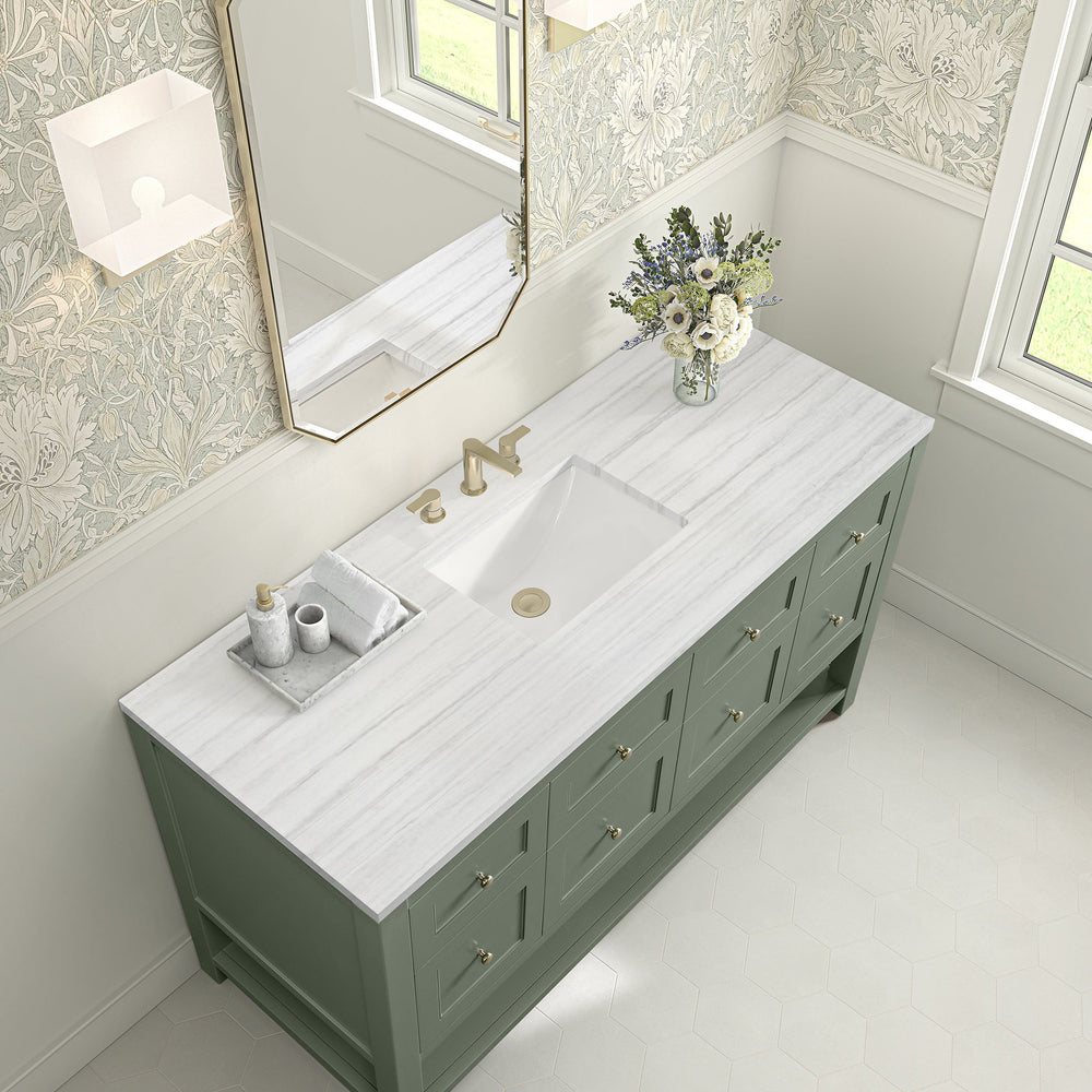 
                  
                    Breckenridge 60" Single Vanity in Smokey Celadon Single Bathroom Vanity James Martin Vanities Arctic Fall Solid Surface 
                  
                