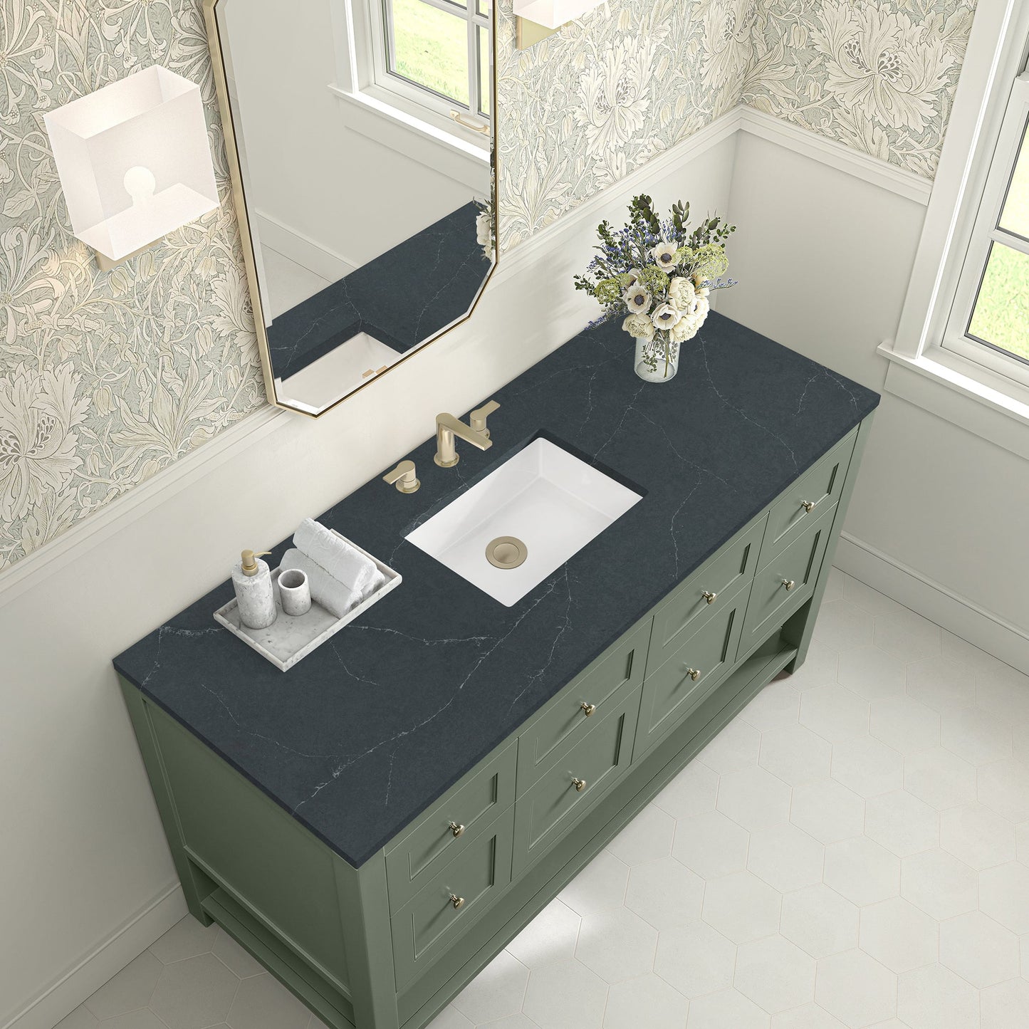 
                  
                    Breckenridge 60" Single Vanity in Smokey Celadon Single Bathroom Vanity James Martin Vanities Charcoal Soapstone Silestone 
                  
                