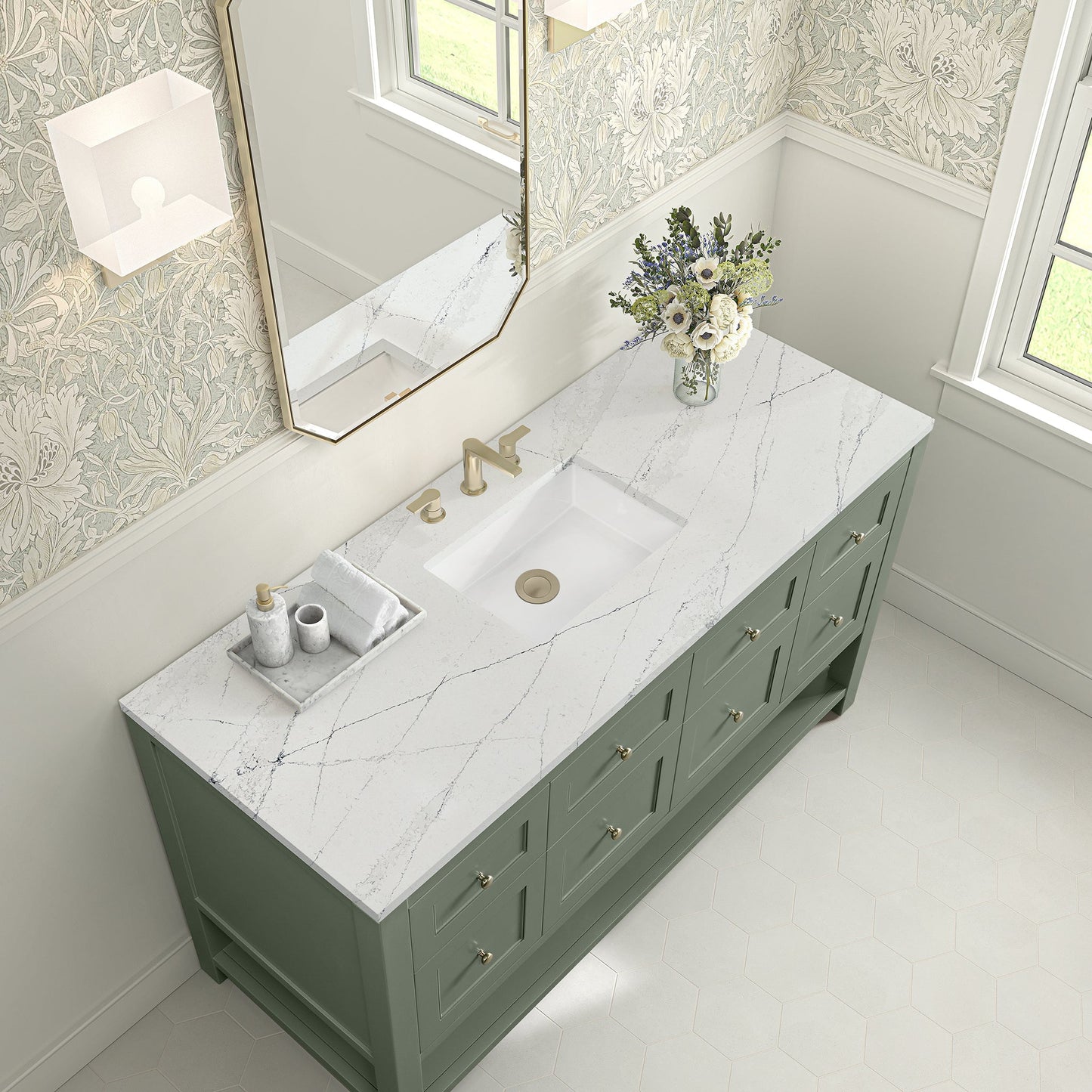 
                  
                    Breckenridge 60" Single Vanity in Smokey Celadon Single Bathroom Vanity James Martin Vanities Ethereal Noctis Silestone 
                  
                