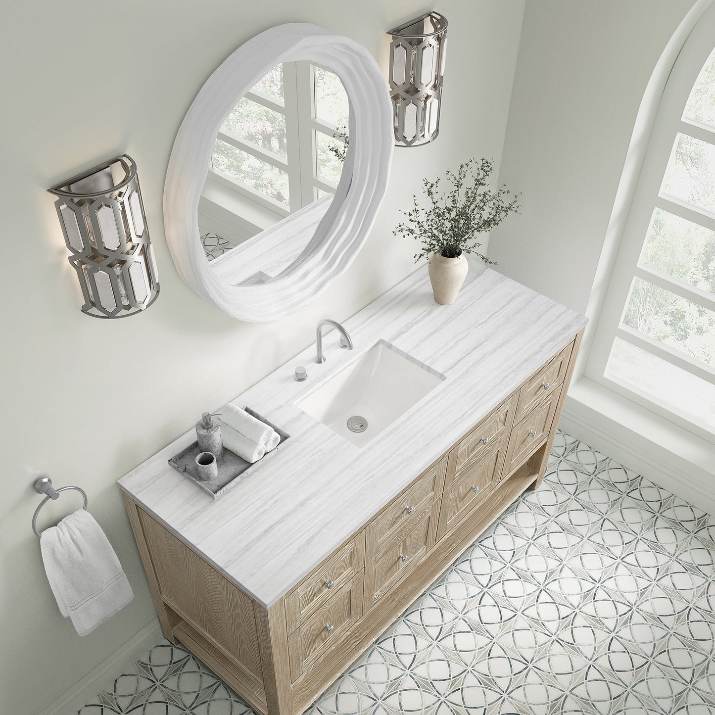 
                  
                    Breckenridge 60" Single Vanity in Whitewashed Oak Single Bathroom Vanity James Martin Vanities Arctic Fall Solid Surface 
                  
                