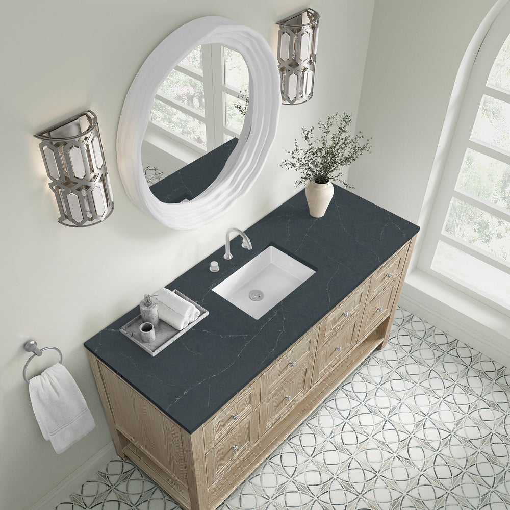 
                  
                    Breckenridge 60" Single Vanity in Whitewashed Oak Single Bathroom Vanity James Martin Vanities Charcoal Soapstone Silestone 
                  
                