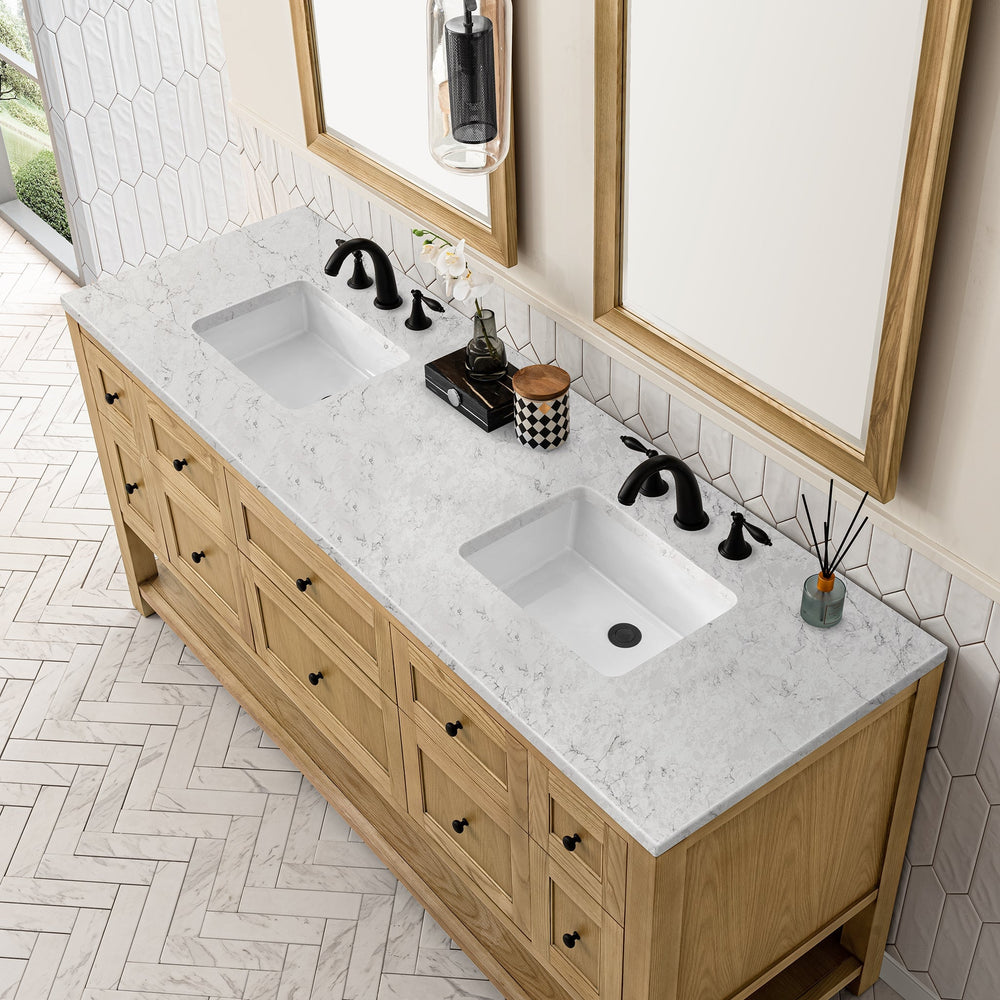 
                  
                    Breckenridge 72" Double Vanity in Light Natural Oak Double Bathroom Vanity James Martin Vanities Eternal Jasmine Pearl Silestone 
                  
                