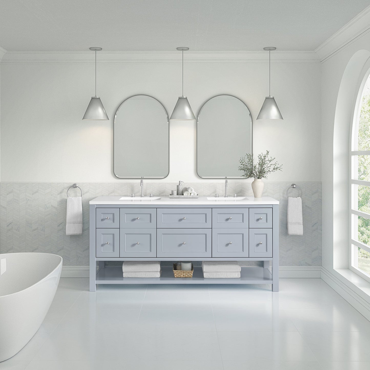 Breckenridge 72" Double Vanity in Serenity Blue Double Bathroom Vanity James Martin Vanities 