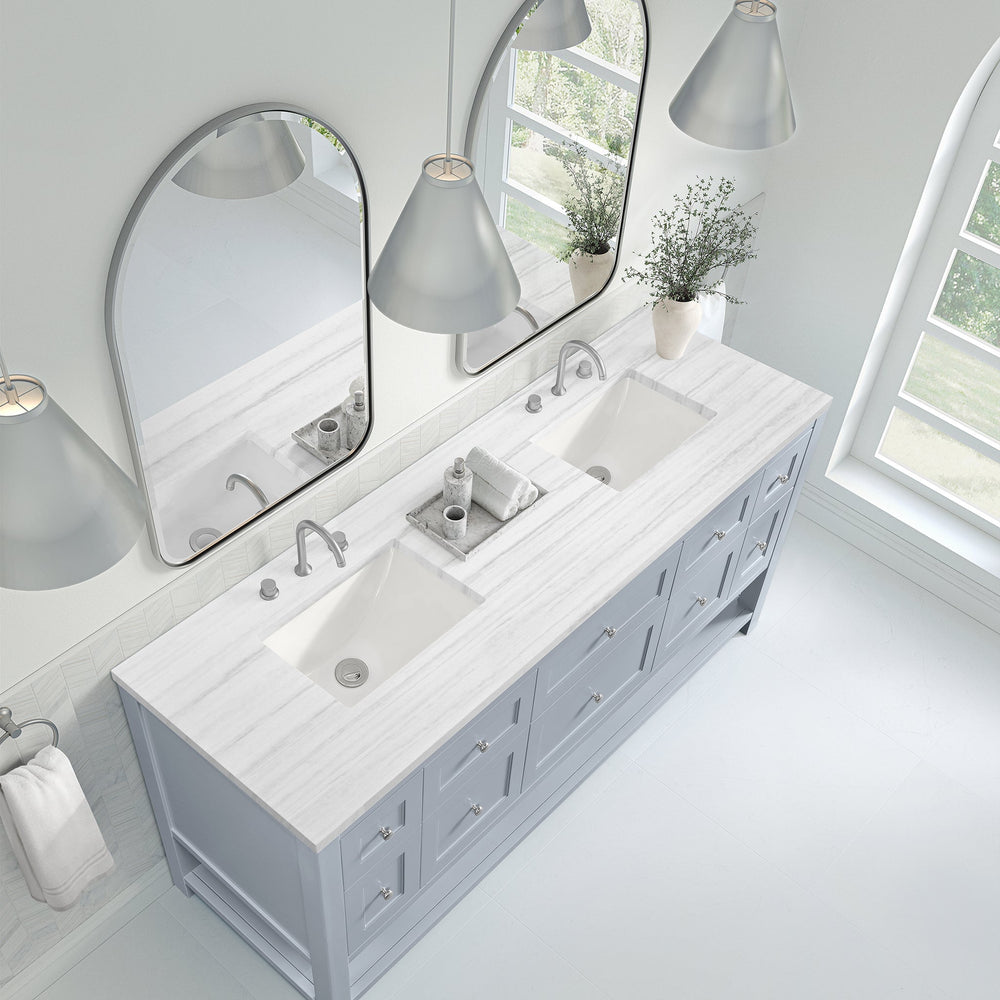 
                  
                    Breckenridge 72" Double Vanity in Serenity Blue Double Bathroom Vanity James Martin Vanities Arctic Fall Solid Surface 
                  
                