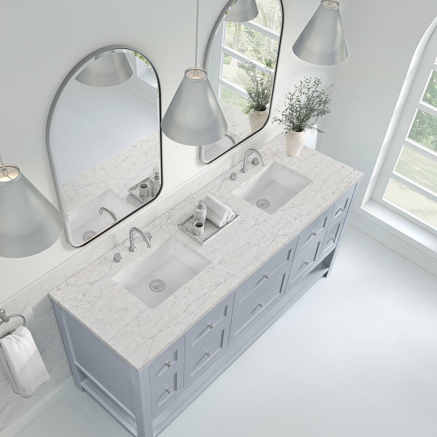 
                  
                    Breckenridge 72" Double Vanity in Serenity Blue Double Bathroom Vanity James Martin Vanities Eternal Jasmine Pearl Silestone 
                  
                