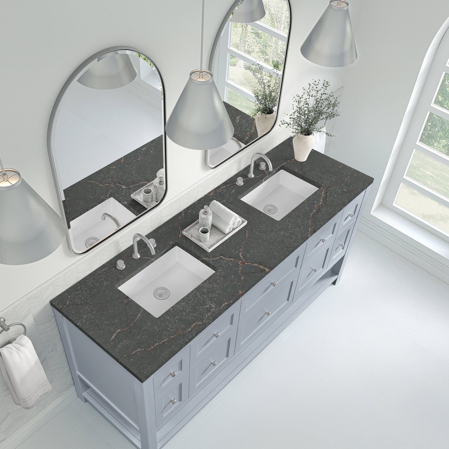 
                  
                    Breckenridge 72" Double Vanity in Serenity Blue Double Bathroom Vanity James Martin Vanities Parisien Bleu Silestone 
                  
                