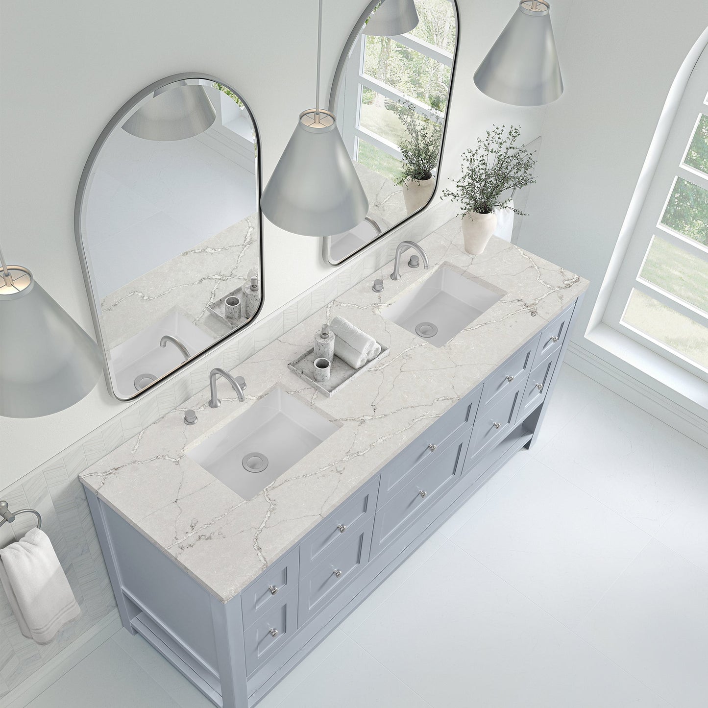 
                  
                    Breckenridge 72" Double Vanity in Serenity Blue Double Bathroom Vanity James Martin Vanities Victorian Silver Silestone 
                  
                