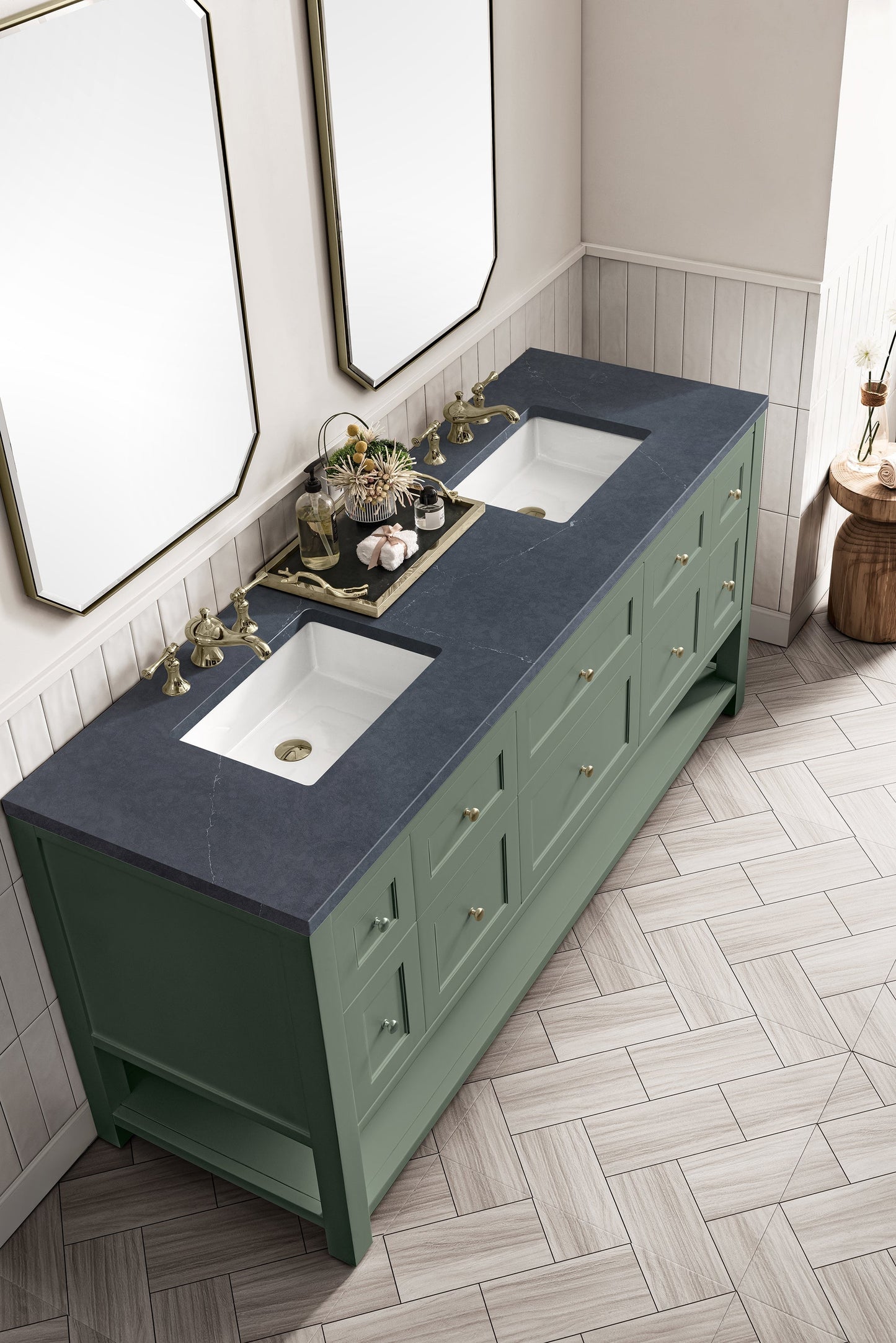 
                  
                    Breckenridge 72" Double Vanity in Smokey Celadon Double Bathroom Vanity James Martin Vanities Charcoal Soapstone Silestone 
                  
                