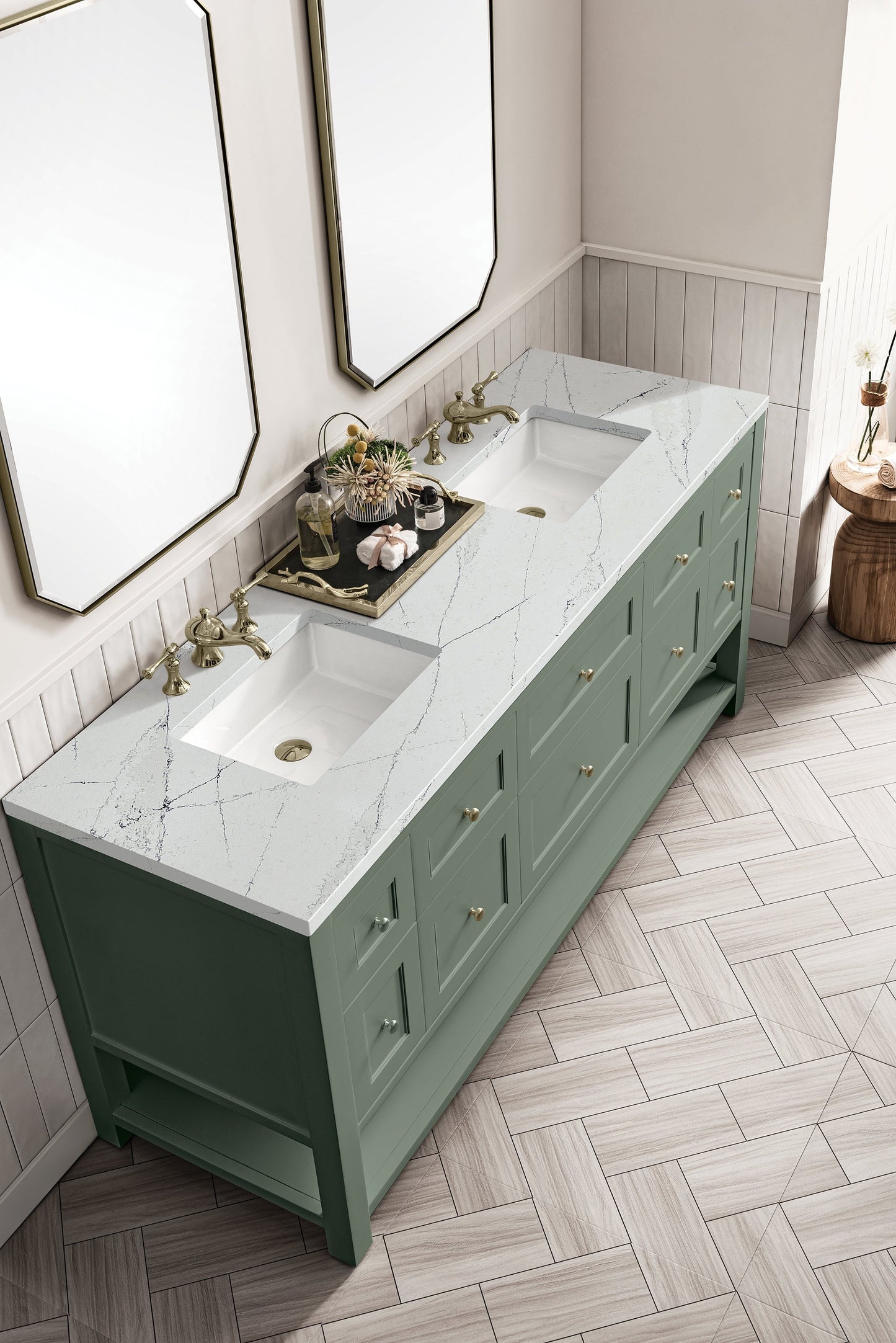 
                  
                    Breckenridge 72" Double Vanity in Smokey Celadon Double Bathroom Vanity James Martin Vanities Ethereal Noctis Silestone 
                  
                