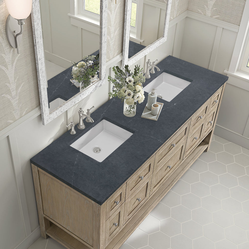 
                  
                    Breckenridge 72" Double Vanity in Whitewashed Oak Double Bathroom Vanity James Martin Vanities Charcoal Soapstone Silestone 
                  
                