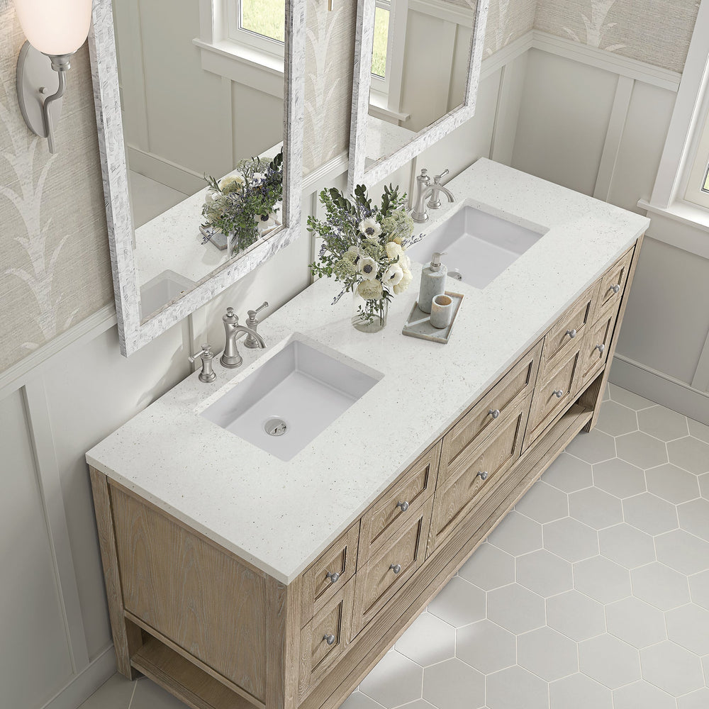 
                  
                    Breckenridge 72" Double Vanity in Whitewashed Oak Double Bathroom Vanity James Martin Vanities Lime Delight Silestone 
                  
                