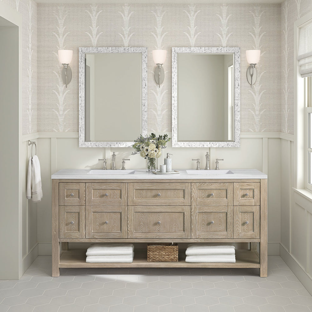 Breckenridge 72" Double Vanity in Whitewashed Oak Double Bathroom Vanity James Martin Vanities Select a Top 