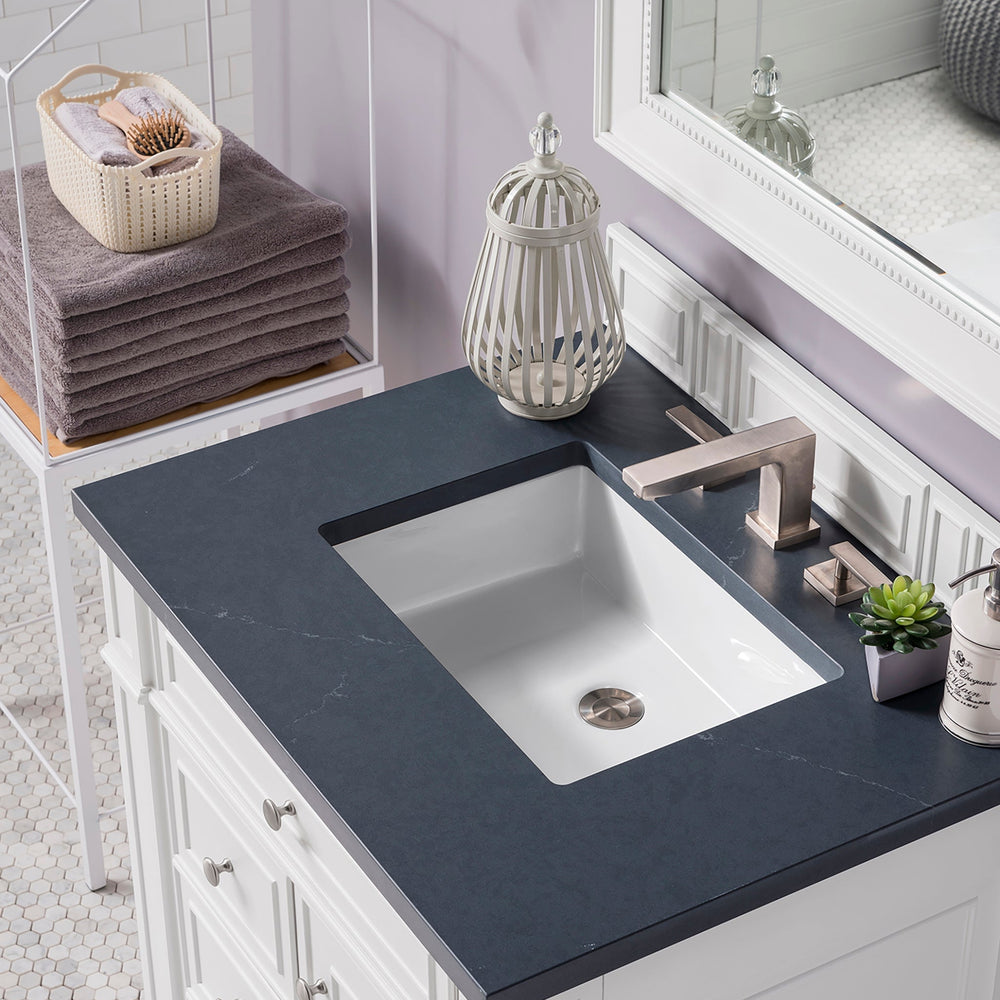 
                  
                    Bristol 30" Single Vanity in Bright White Single Bathroom Vanity James Martin Vanities Charcoal Soapstone Silestone 
                  
                