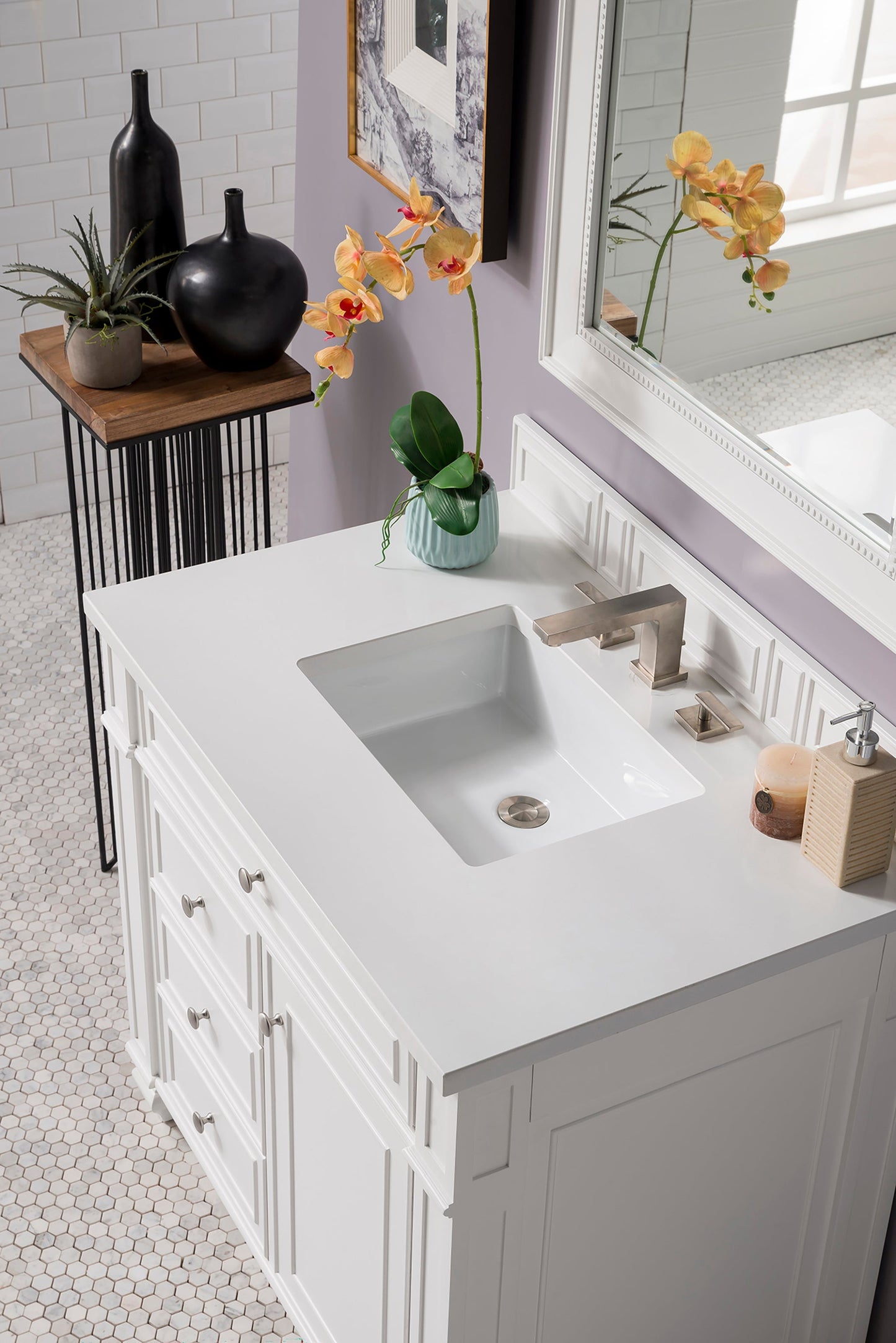 
                  
                    Bristol 30" Single Vanity in Bright White Single Bathroom Vanity James Martin Vanities White Zeus Silestone 
                  
                