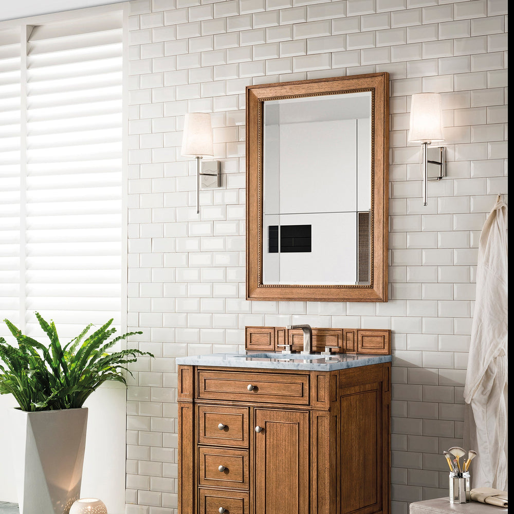 
                  
                    Bristol 30" Single Vanity in Saddle Brown Single Bathroom Vanity James Martin Vanities Eternal Jasmine Pearl Silestone 
                  
                