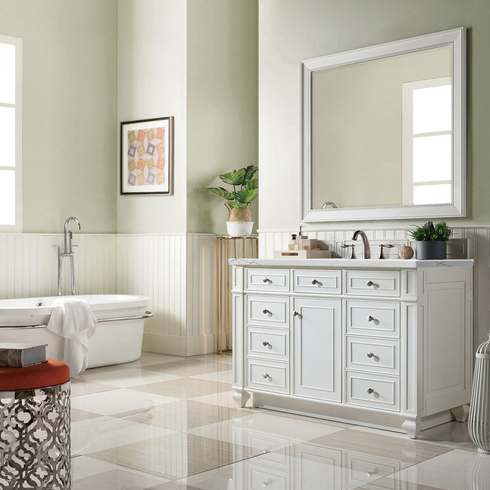 
                  
                    Bristol 48" Single Vanity in Bright White Single Bathroom Vanity James Martin Vanities Ethereal Noctis Quartz 
                  
                