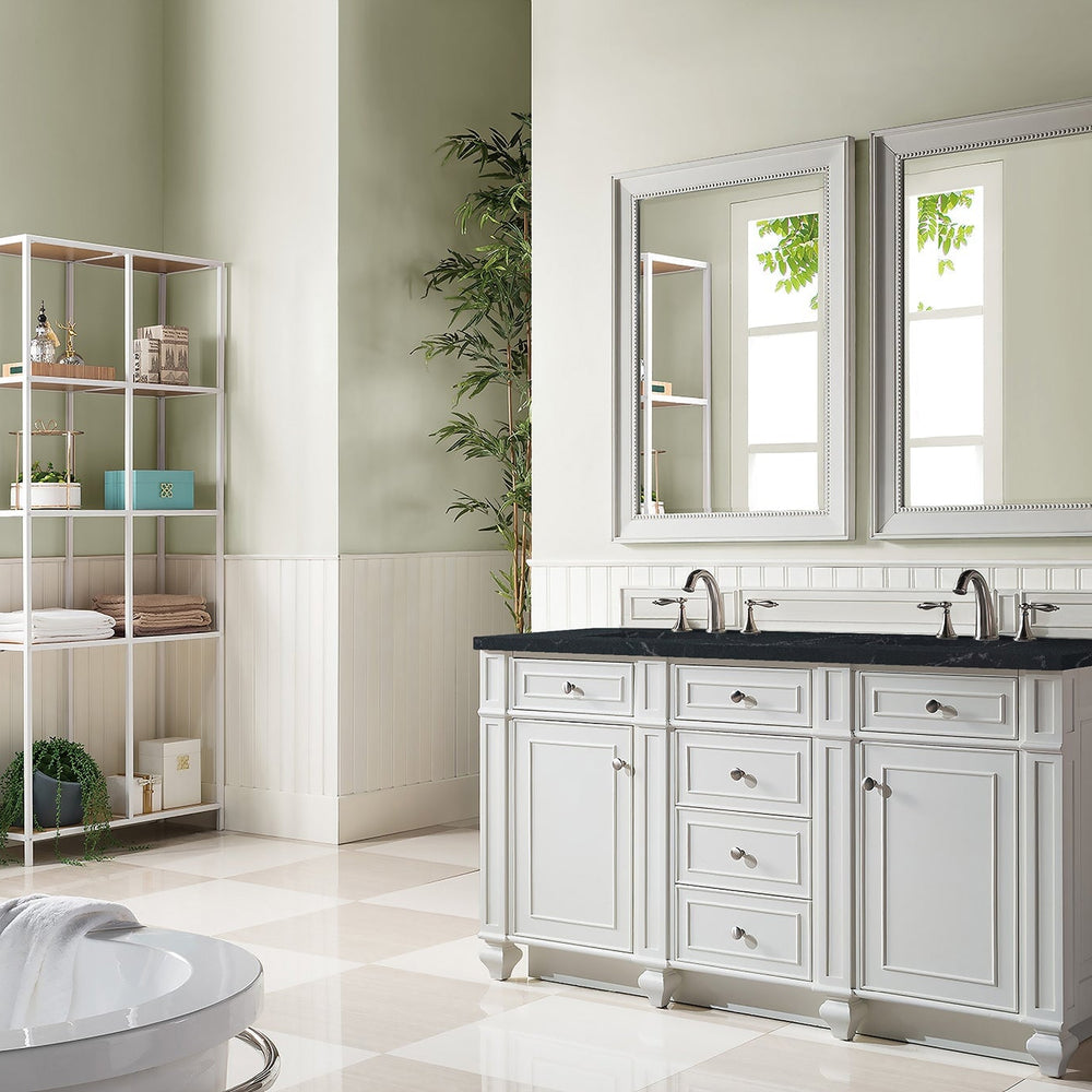 
                  
                    Bristol 60" Double Vanity in Bright White Double bathroom Vanity James Martin Vanities Charcoal Soapstone Silestone 
                  
                