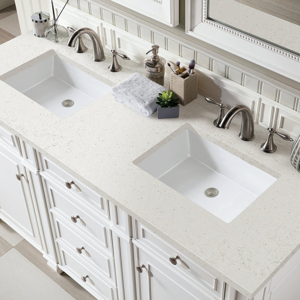 
                  
                    Bristol 60" Double Vanity in Bright White Double bathroom Vanity James Martin Vanities Lime Delight Silestone 
                  
                