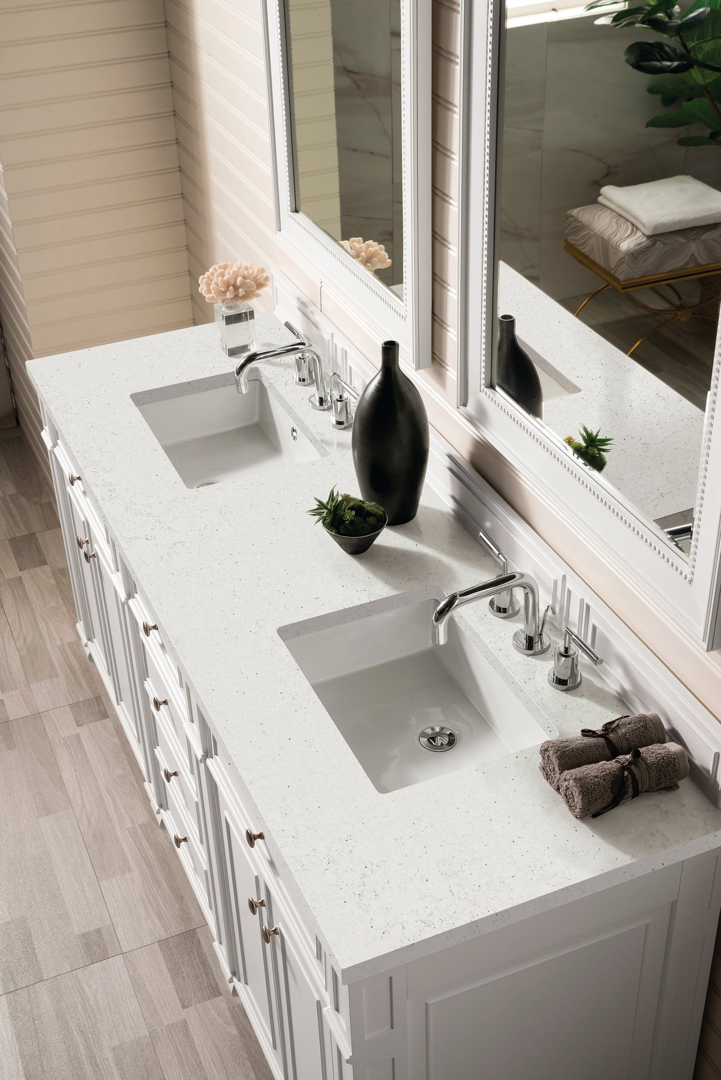 
                  
                    Bristol 72" Double Vanity in Bright White Double bathroom Vanity James Martin Vanities Lime Delight Silestone 
                  
                