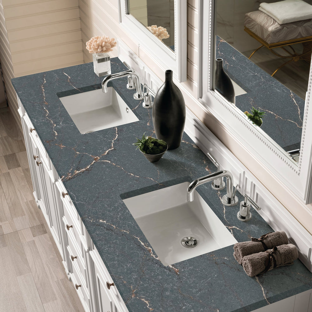 
                  
                    Bristol 72" Double Vanity in Bright White Double bathroom Vanity James Martin Vanities Parisien Bleu Silestone 
                  
                