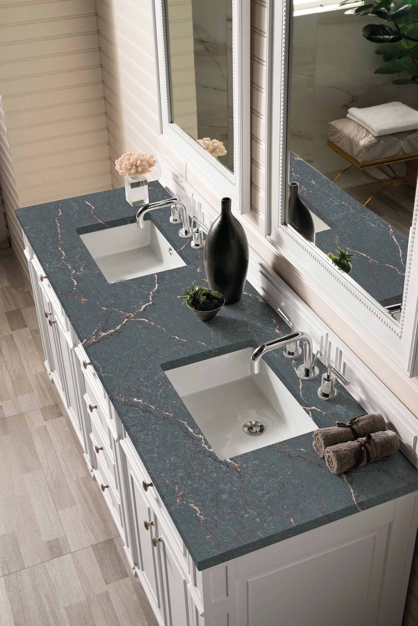 
                  
                    Bristol 72" Double Vanity in Bright White Double bathroom Vanity James Martin Vanities Parisien Bleu Silestone 
                  
                