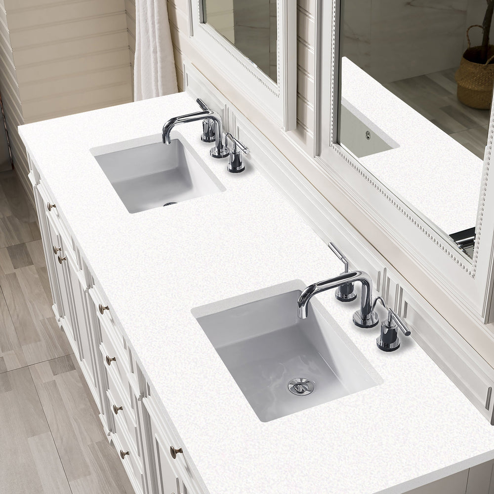 
                  
                    Bristol 72" Double Vanity in Bright White Double bathroom Vanity James Martin Vanities White Zeus Silestone 
                  
                