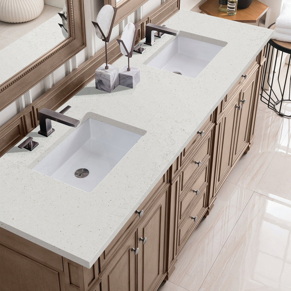 
                  
                    Bristol 72" Double Vanity in Whitewashed Walnut Double bathroom Vanity James Martin Vanities Lime Delight Silestone Top 
                  
                