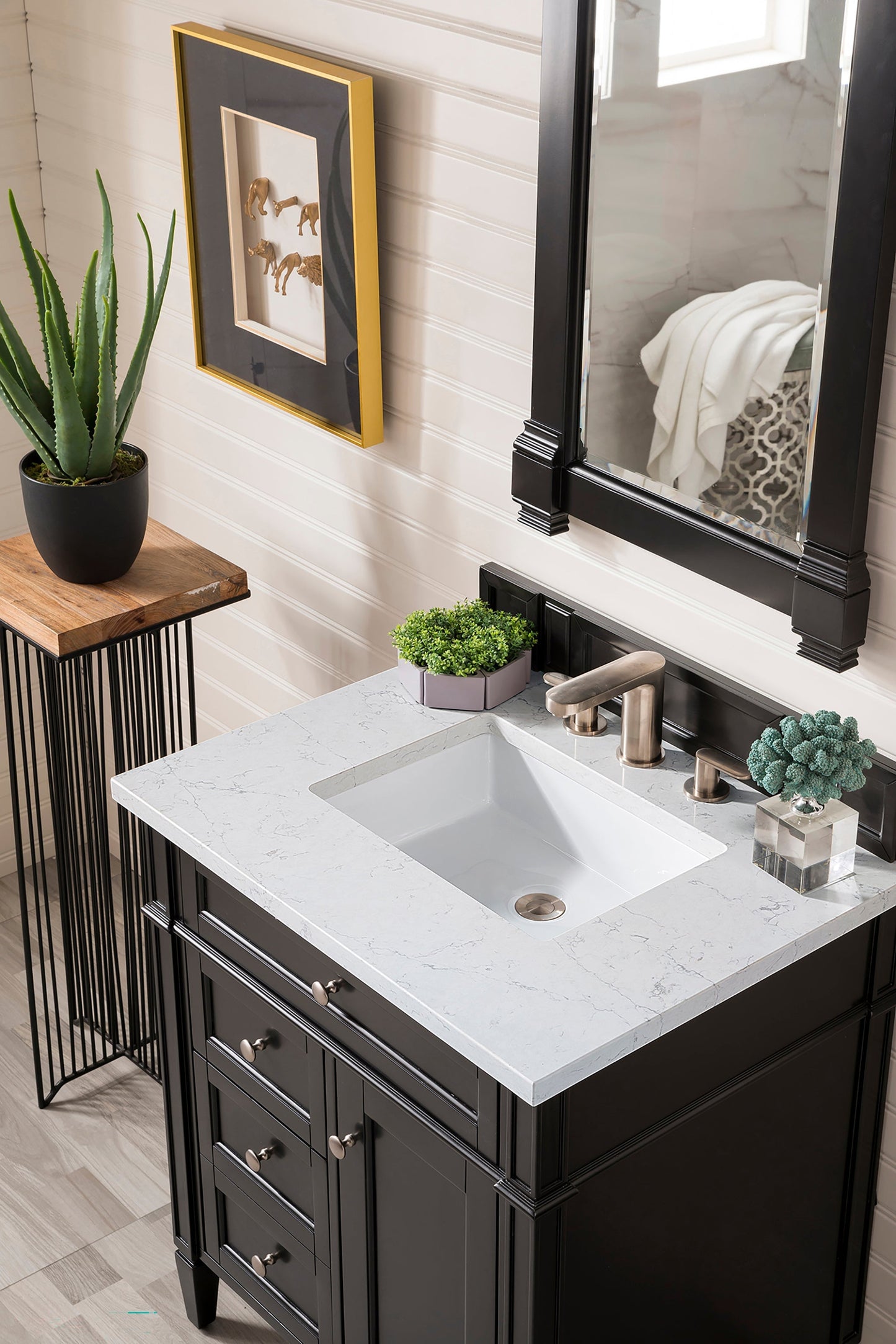 
                  
                    Brittany 30" Single Bathroom Vanity in Black Onyx Single Bathroom Vanity James Martin Vanities Eternal Jasmine Pearl Silestone 
                  
                