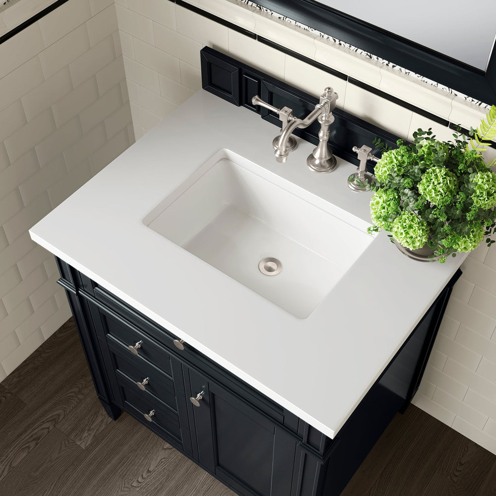 
                  
                    Brittany 30" Single Bathroom Vanity in Black Onyx Single Bathroom Vanity James Martin Vanities White Zeus Silestone 
                  
                