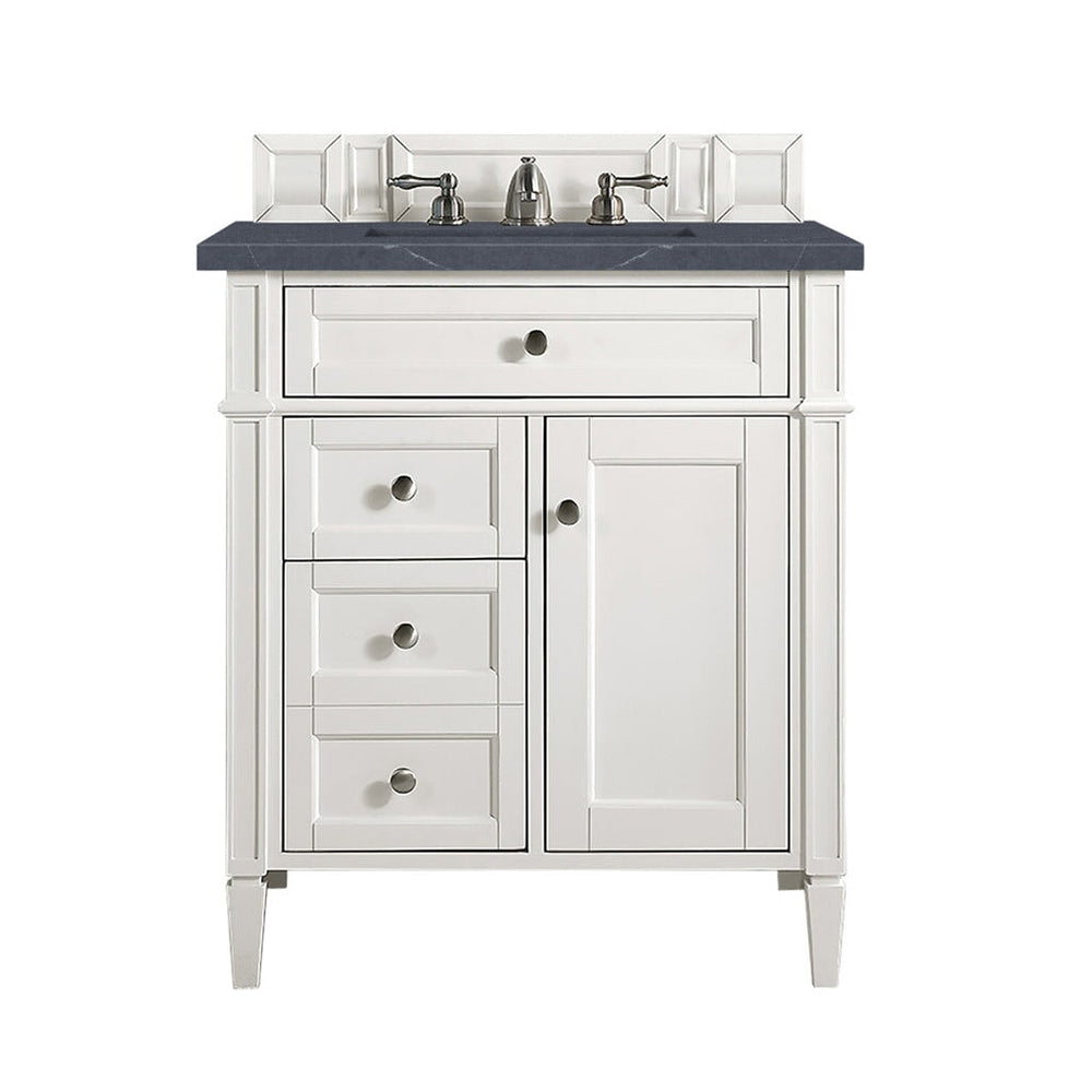 
                  
                    Brittany 30" Single Bathroom Vanity in Bright White Single Bathroom Vanity James Martin Vanities Charcoal Soapstone Silestone 
                  
                