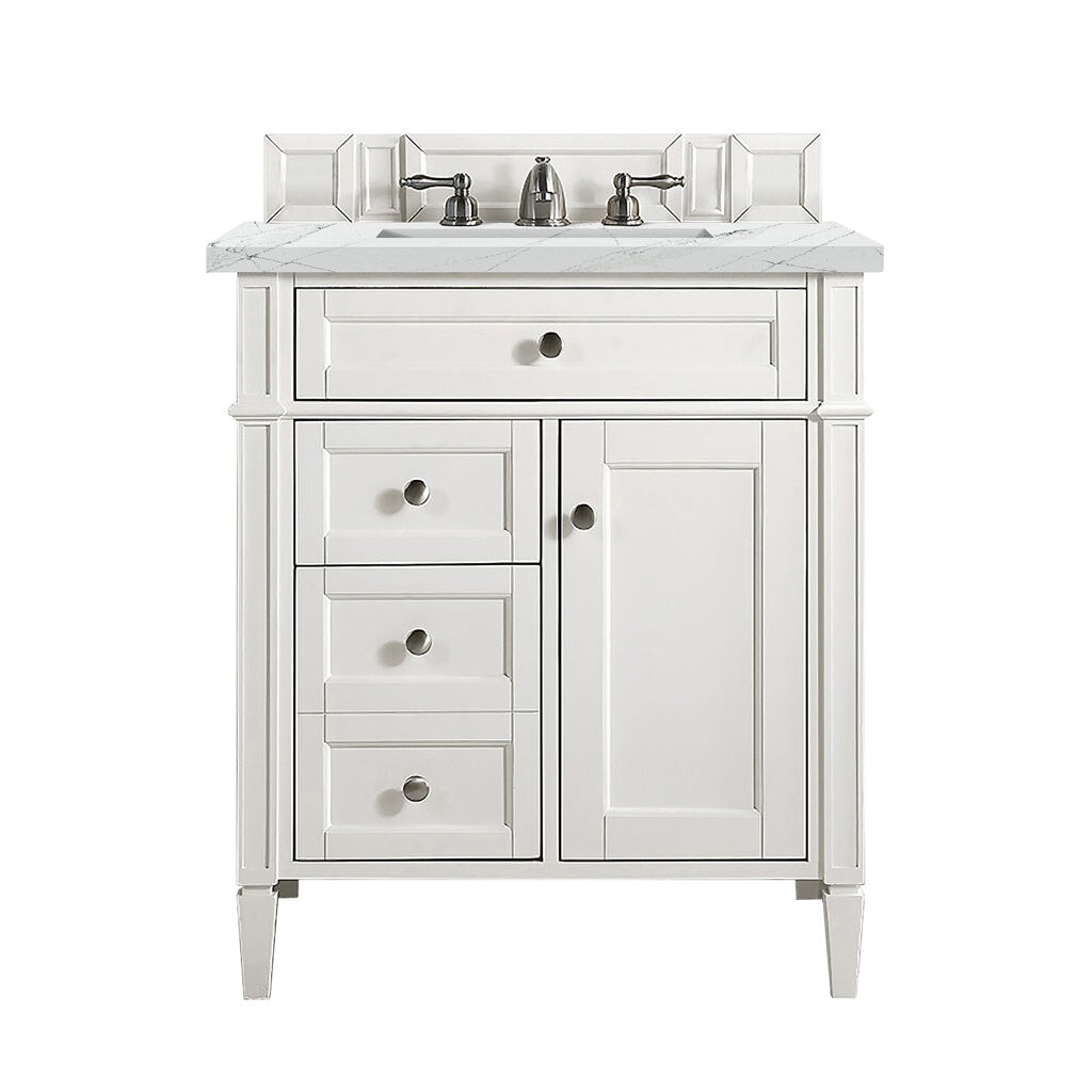 
                  
                    Brittany 30" Single Bathroom Vanity in Bright White Single Bathroom Vanity James Martin Vanities Ethereal Noctis Silestone 
                  
                