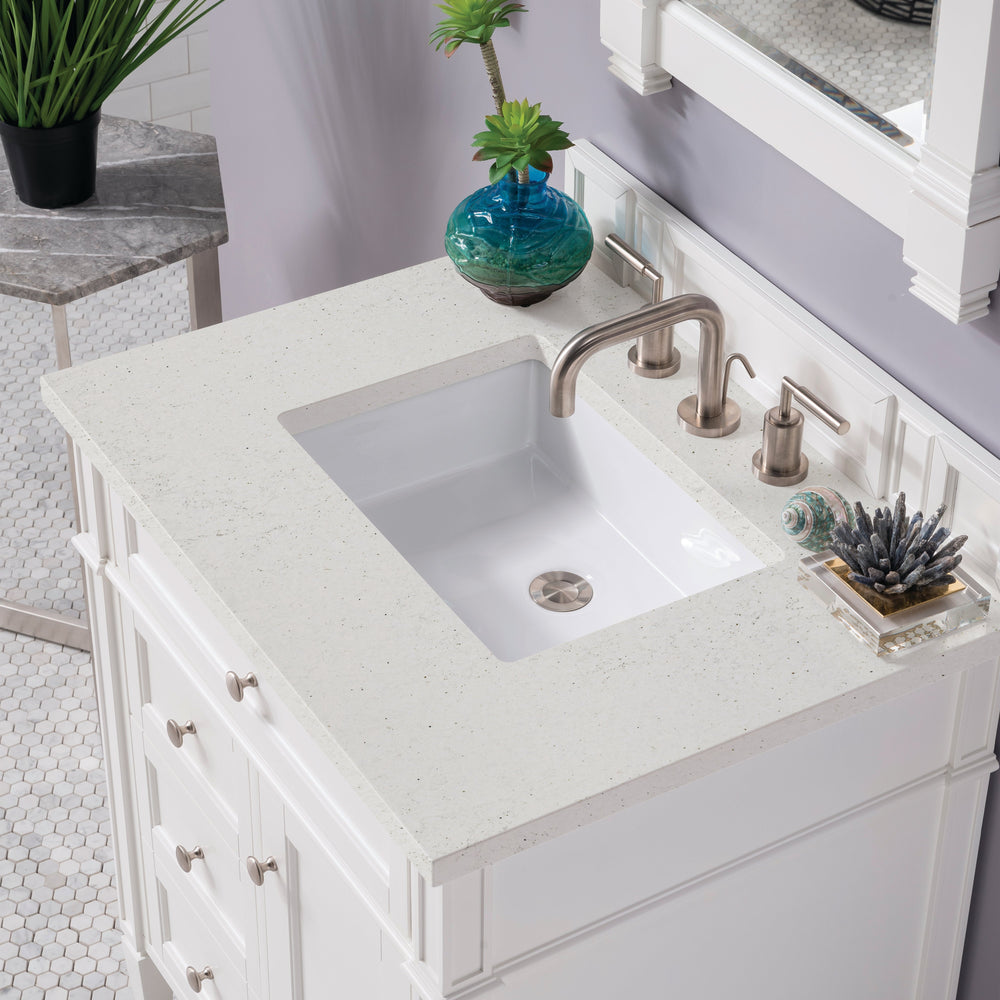 
                  
                    Brittany 30" Single Bathroom Vanity in Bright White Single Bathroom Vanity James Martin Vanities Lime Delight Silestone 
                  
                