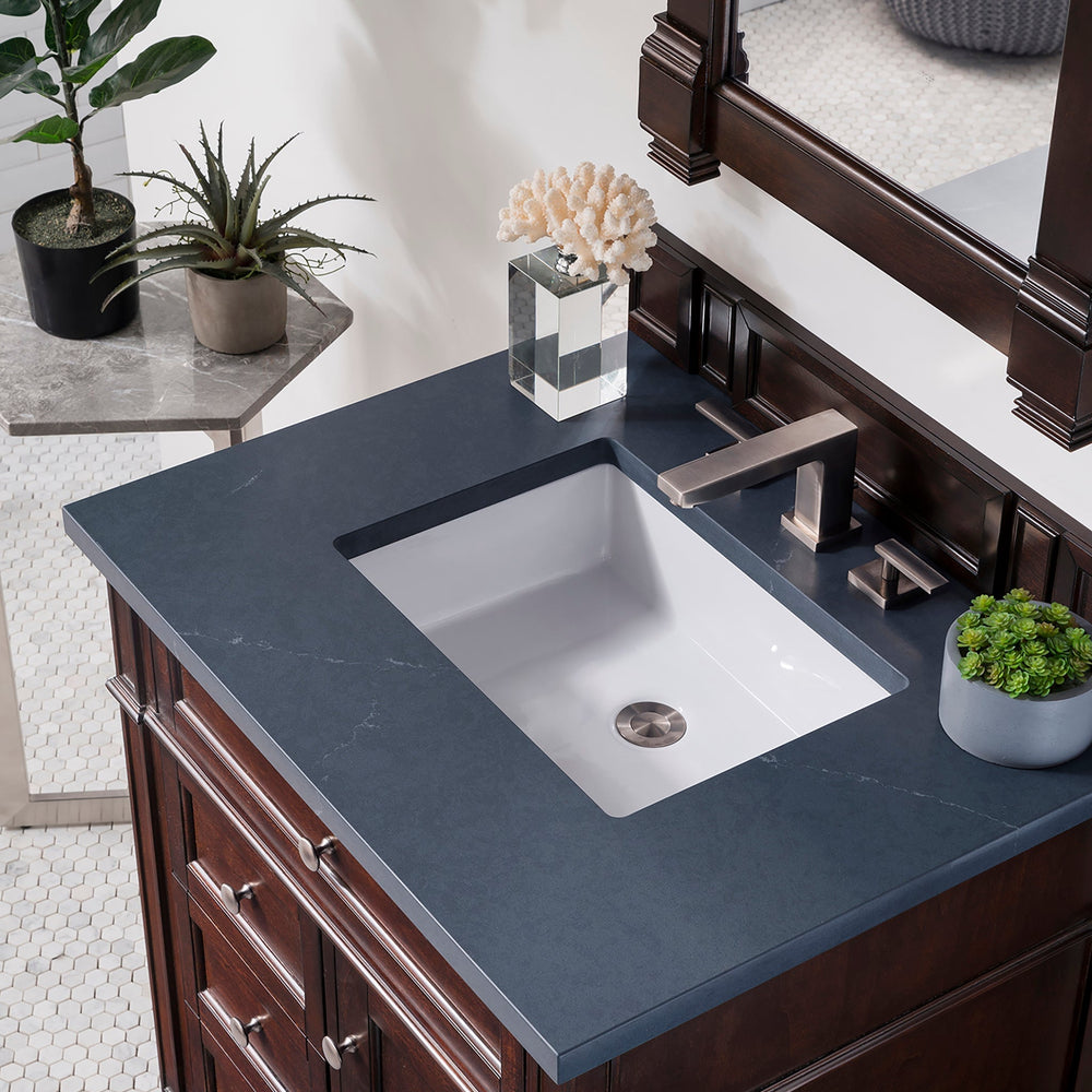 
                  
                    Brittany 30" Single Bathroom Vanity in Burnished Mahogany Single Bathroom Vanity James Martin Vanities Charcoal Soapstone Silestone 
                  
                