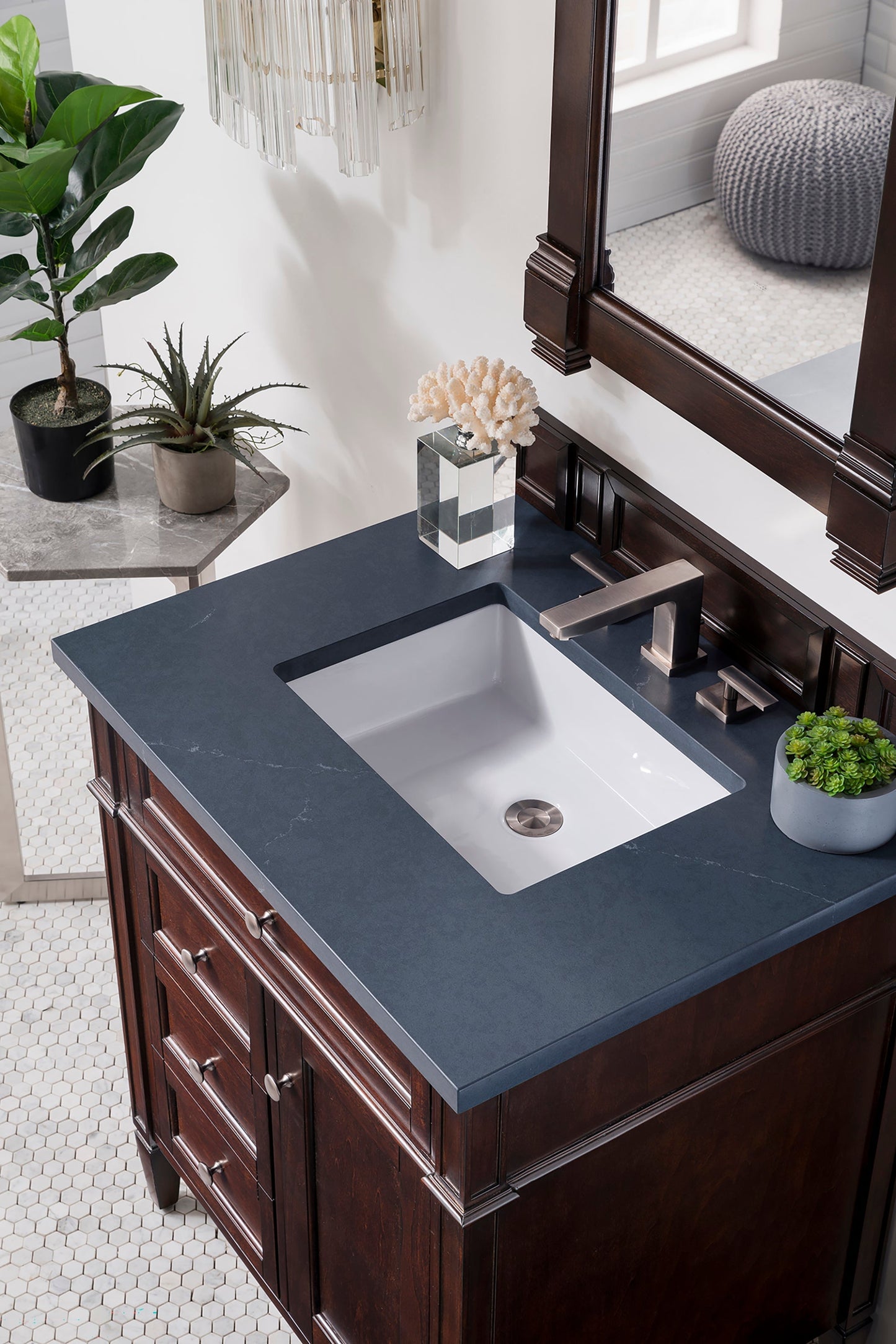 
                  
                    Brittany 30" Single Bathroom Vanity in Burnished Mahogany Single Bathroom Vanity James Martin Vanities Charcoal Soapstone Silestone 
                  
                