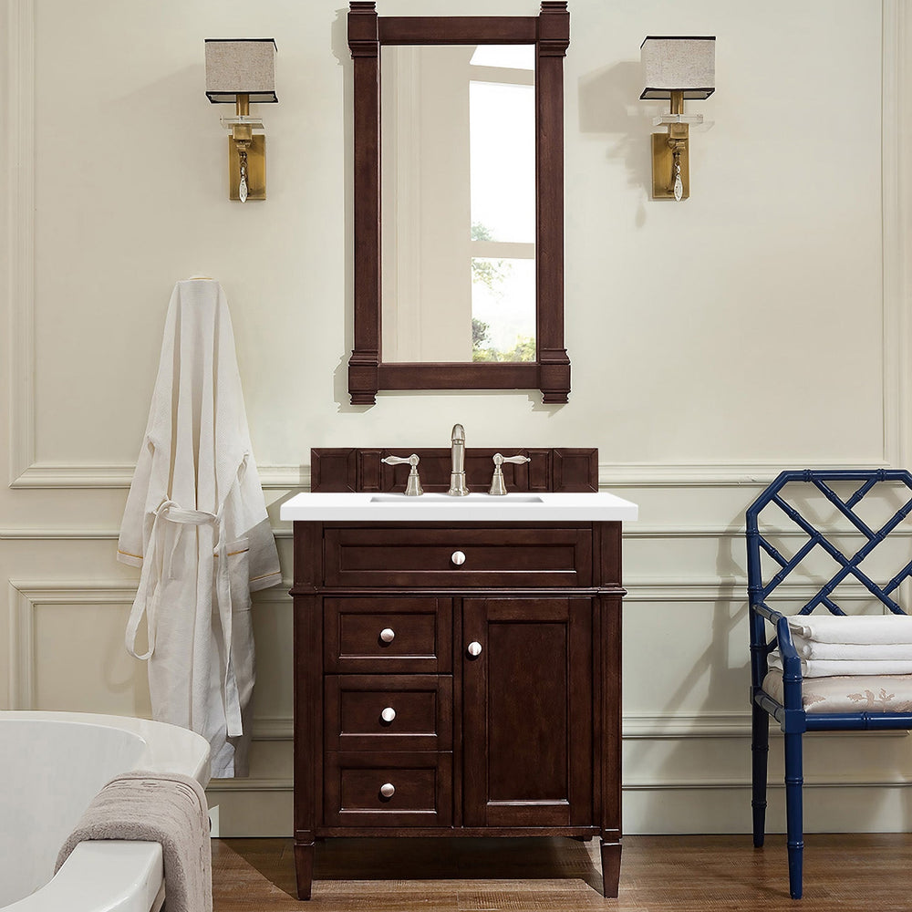 
                  
                    Brittany 30" Single Bathroom Vanity in Burnished Mahogany Single Bathroom Vanity James Martin Vanities Select Your Top 
                  
                