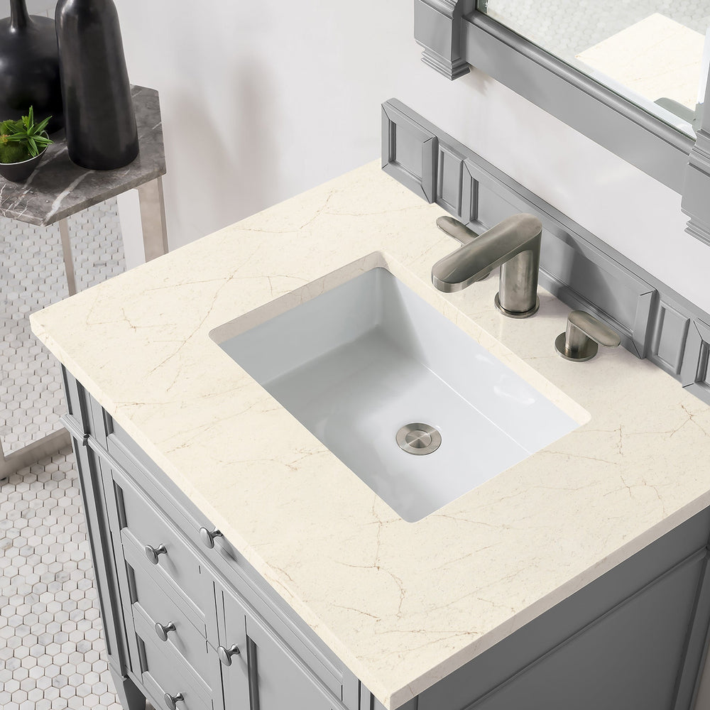 
                  
                    Brittany 30" Single Bathroom Vanity in Urban Gray Single Bathroom Vanity James Martin Vanities Eternal Marfil Silestone 
                  
                