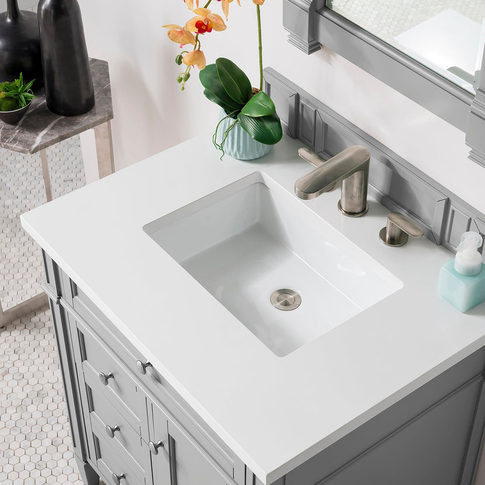 
                  
                    Brittany 30" Single Bathroom Vanity in Urban Gray Single Bathroom Vanity James Martin Vanities White Zeus Silestone 
                  
                