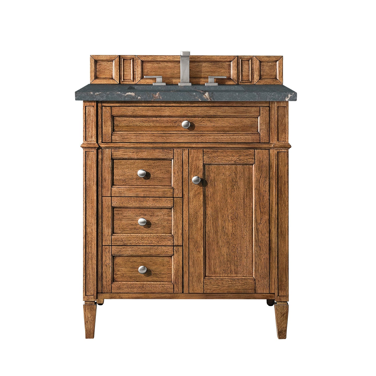 
                  
                    Brittany 30" Single Vanity Cabinet in Saddle Brown Single Bathroom Vanity James Martin Vanities Charcoal Soapstone Silestone 
                  
                