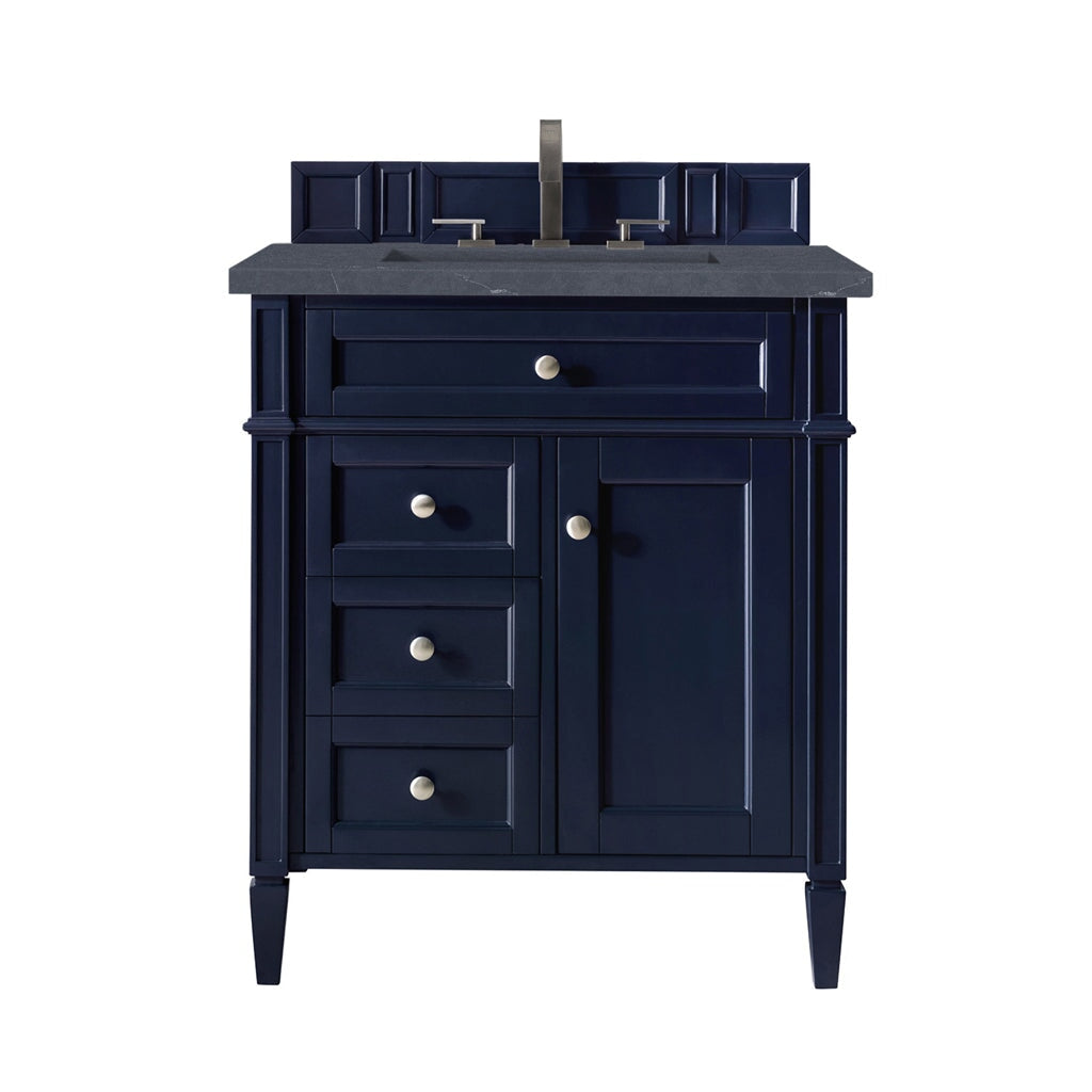 
                  
                    Brittany 30" Single Vanity in Victory Blue Single Bathroom Vanity James Martin Vanities Charcoal Soapstone Silestone 
                  
                