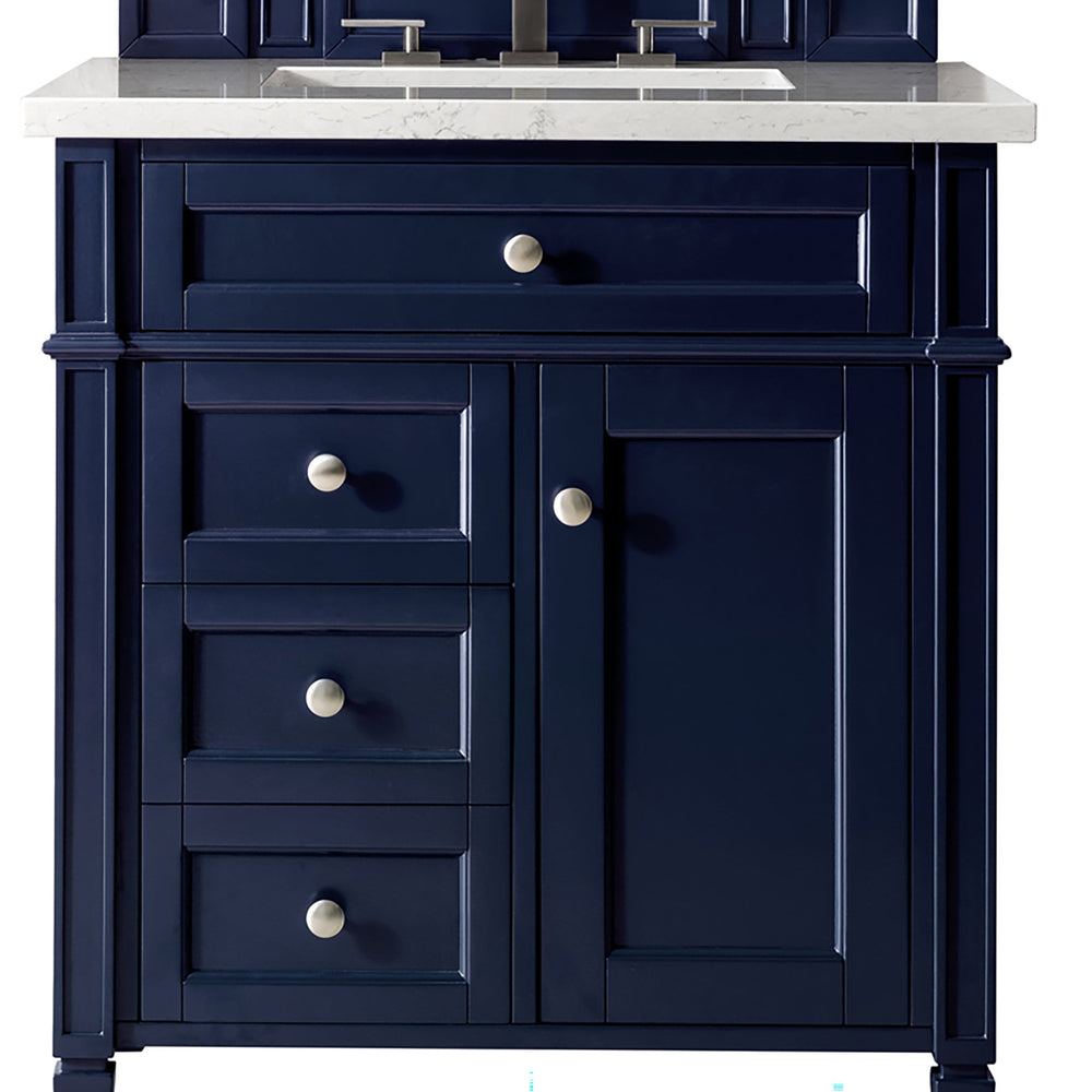 
                  
                    Brittany 30" Single Vanity in Victory Blue Single Bathroom Vanity James Martin Vanities Eternal Jasmine Silestone 
                  
                