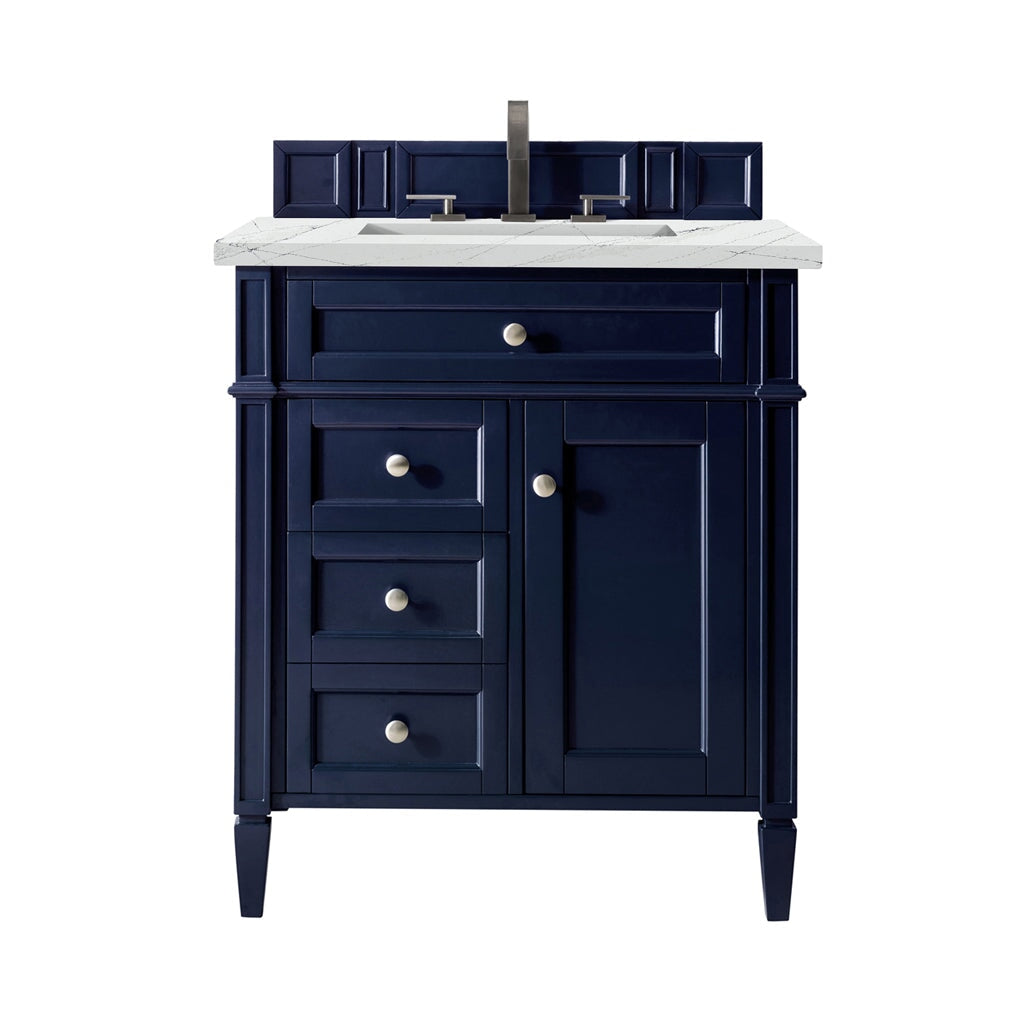 
                  
                    Brittany 30" Single Vanity in Victory Blue Single Bathroom Vanity James Martin Vanities Ethereal Noctis Silestone 
                  
                